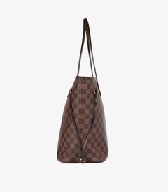Louis Vuitton Damier Ebene Coated Canvas & Brown Calfskin Leather Neverfull MM