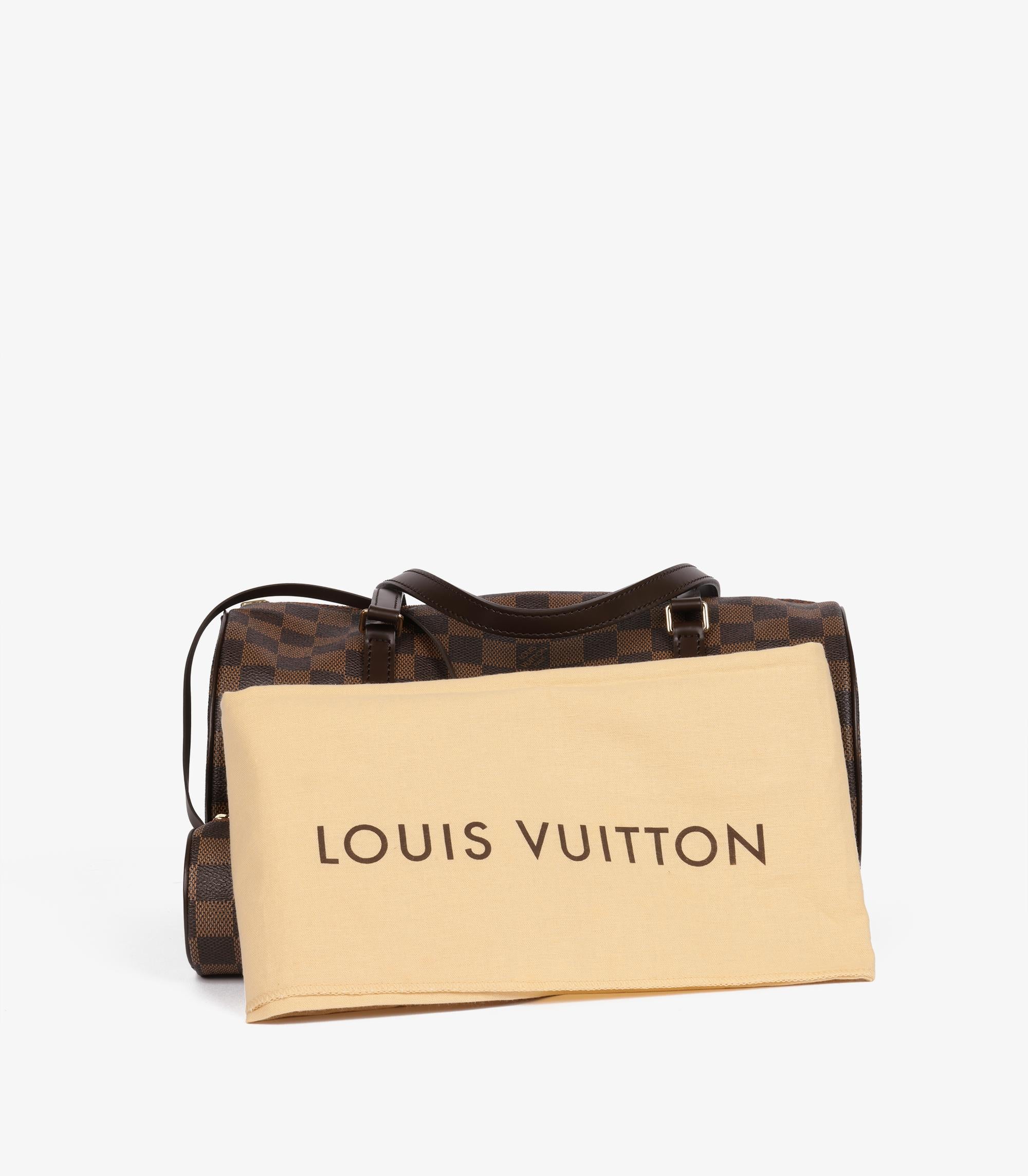 Louis Vuitton Damier Ebene Coated Canvas & Brown Calfskin Leather Papillon 30 5