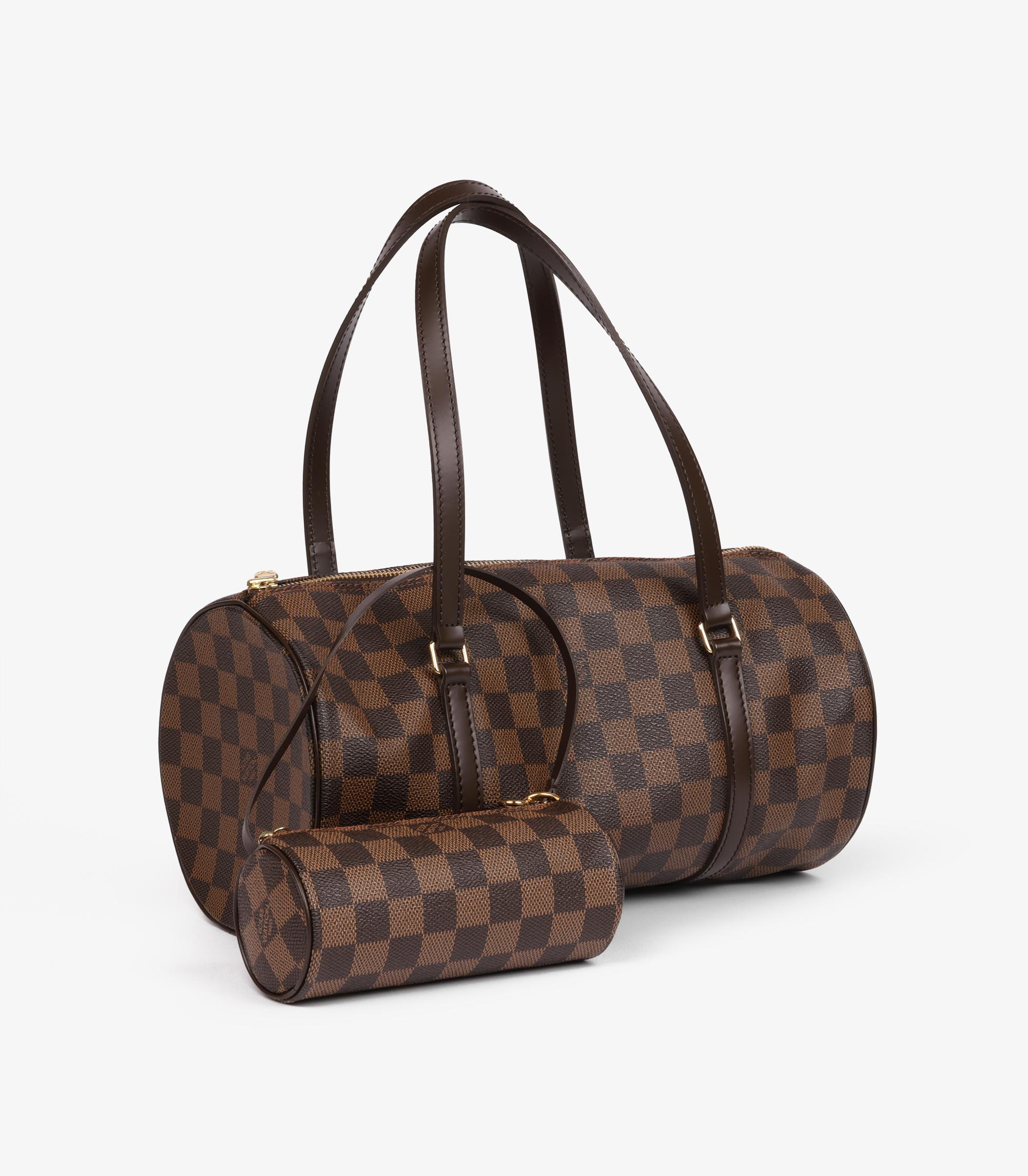Black Louis Vuitton Damier Ebene Coated Canvas & Brown Calfskin Leather Papillon 30