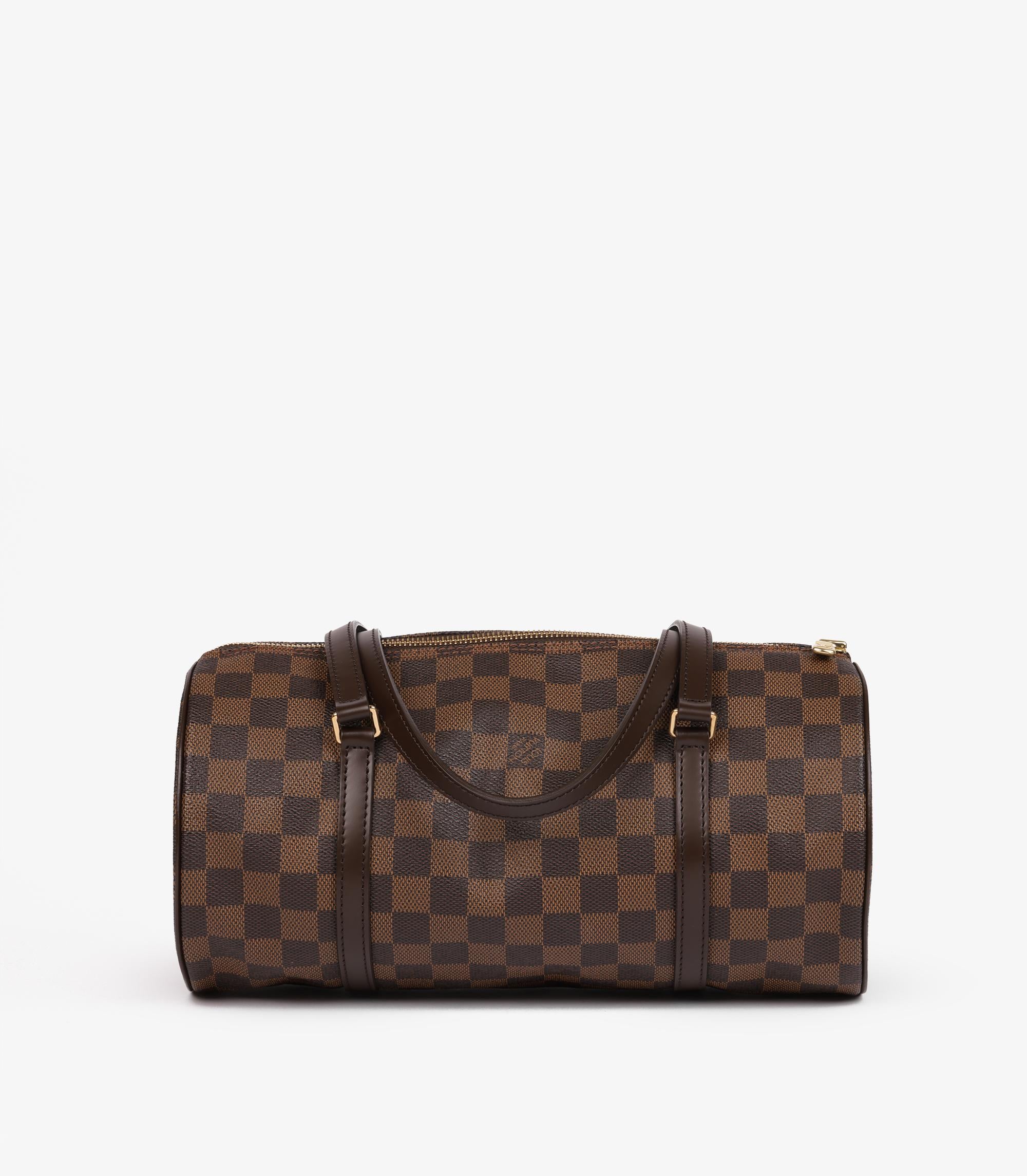 Women's or Men's Louis Vuitton Damier Ebene Coated Canvas & Brown Calfskin Leather Papillon 30