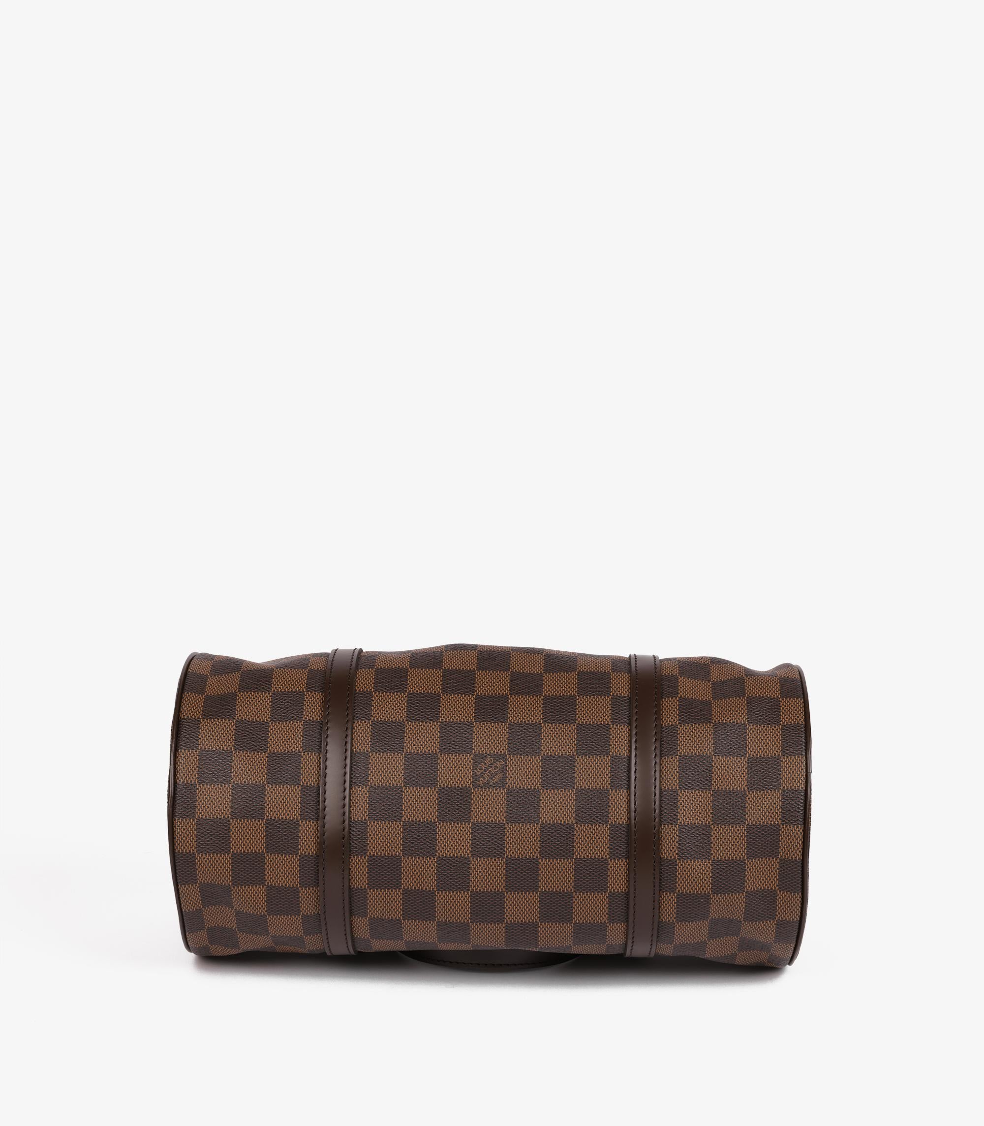 Louis Vuitton Damier Ebene Coated Canvas & Brown Calfskin Leather Papillon 30 2
