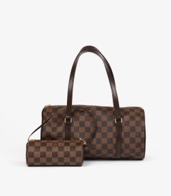 Louis Vuitton Damier Ebene Coated Canvas & Brown Calfskin Leather Papillon 30