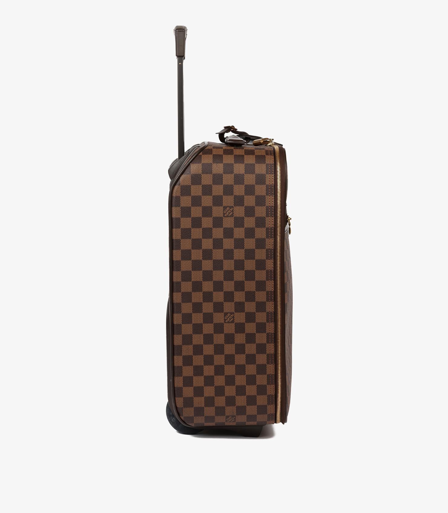 Black Louis Vuitton Damier Ebene Coated Canvas & Brown Calfskin Leather Pégase 45