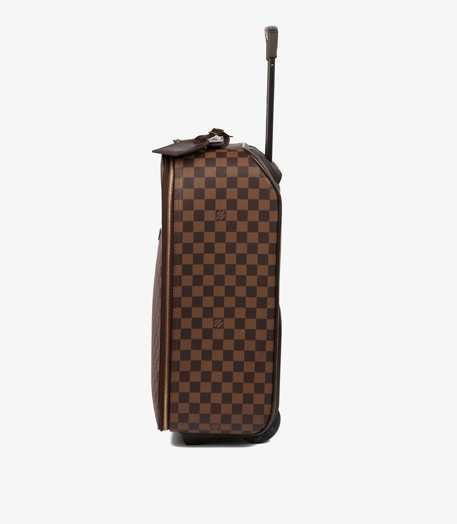 Louis Vuitton Damier Ebene Coated Canvas & Brown Calfskin Leather Pégase 45 In Excellent Condition In Bishop's Stortford, Hertfordshire