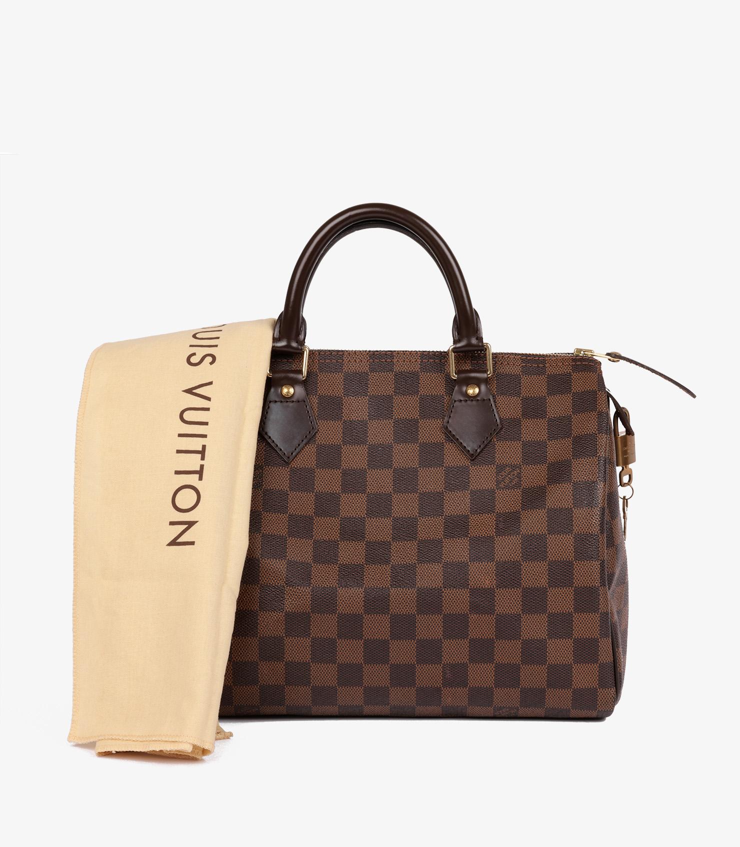 Louis Vuitton Damier Ebene rivestito in tela e pelle di vitello marrone Speedy 30 5