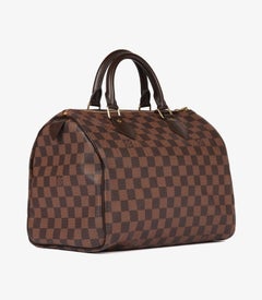 Louis Vuitton Damier Ebene rivestito in tela e pelle di vitello marrone Speedy 30