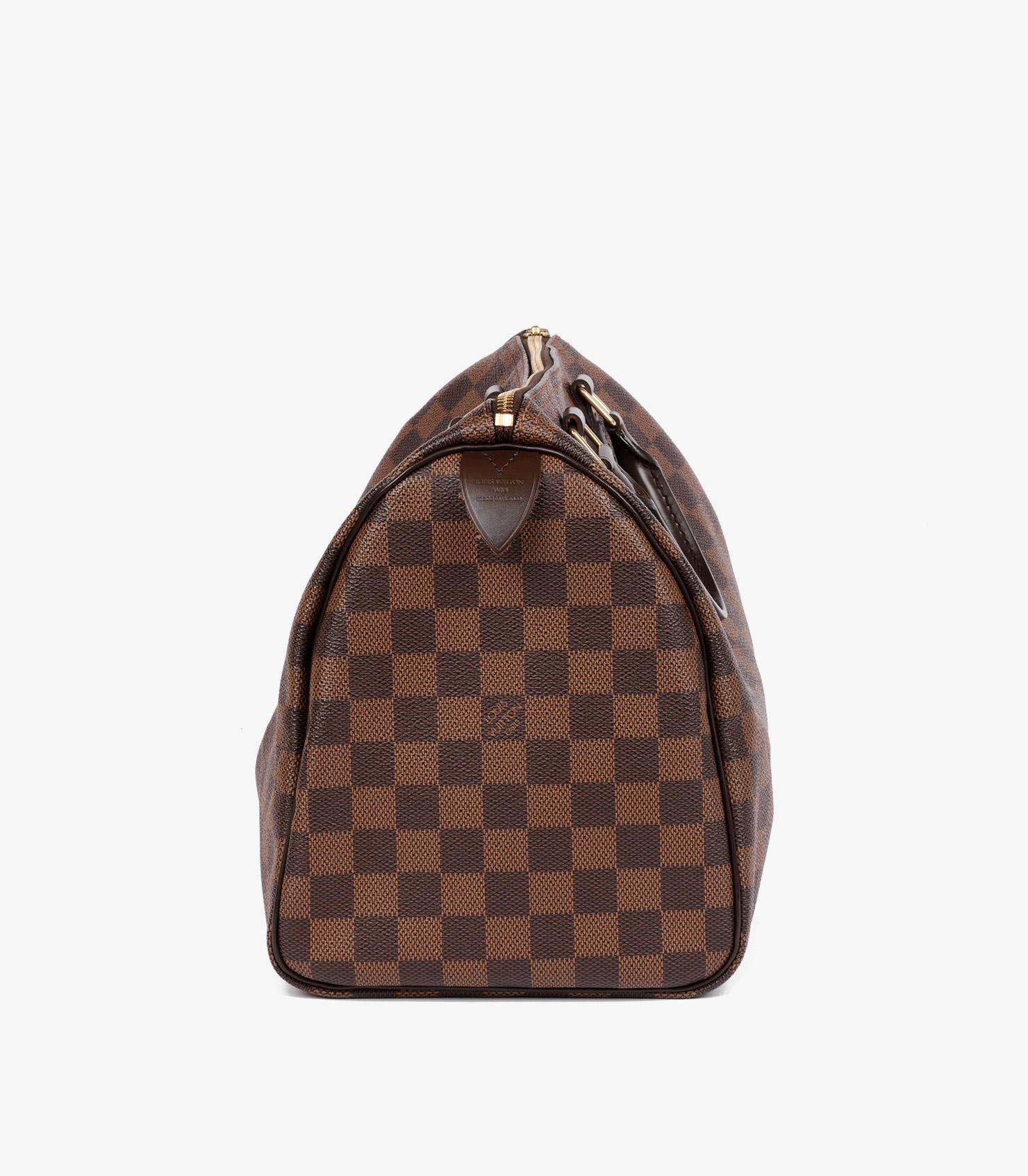 Nero Louis Vuitton Damier Ebene rivestito in tela e pelle di vitello marrone Speedy 30