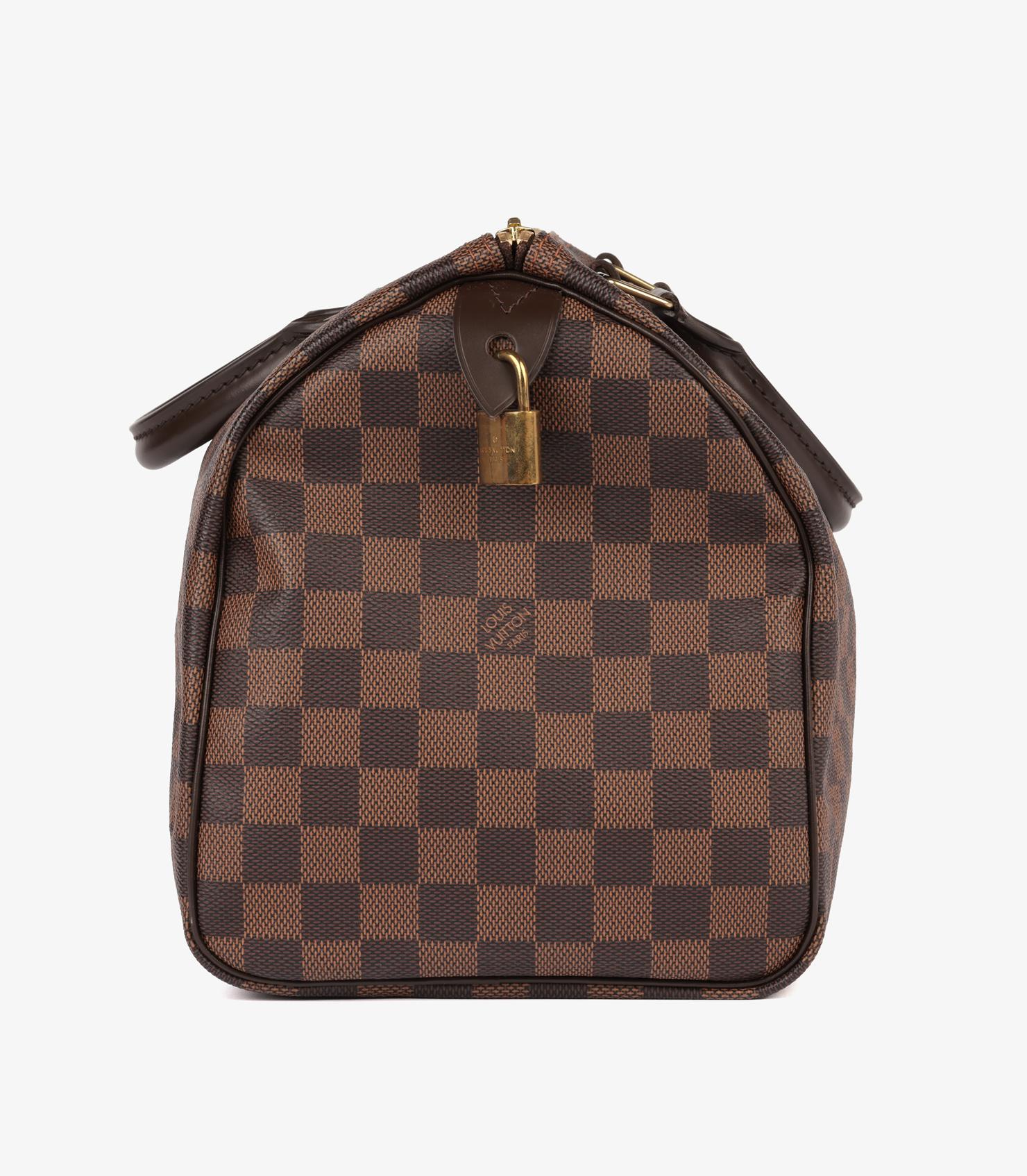 Louis Vuitton Damier Ebene Coated Canvas & Brown Calfskin Leather Speedy 30 Excellent état - En vente à Bishop's Stortford, Hertfordshire