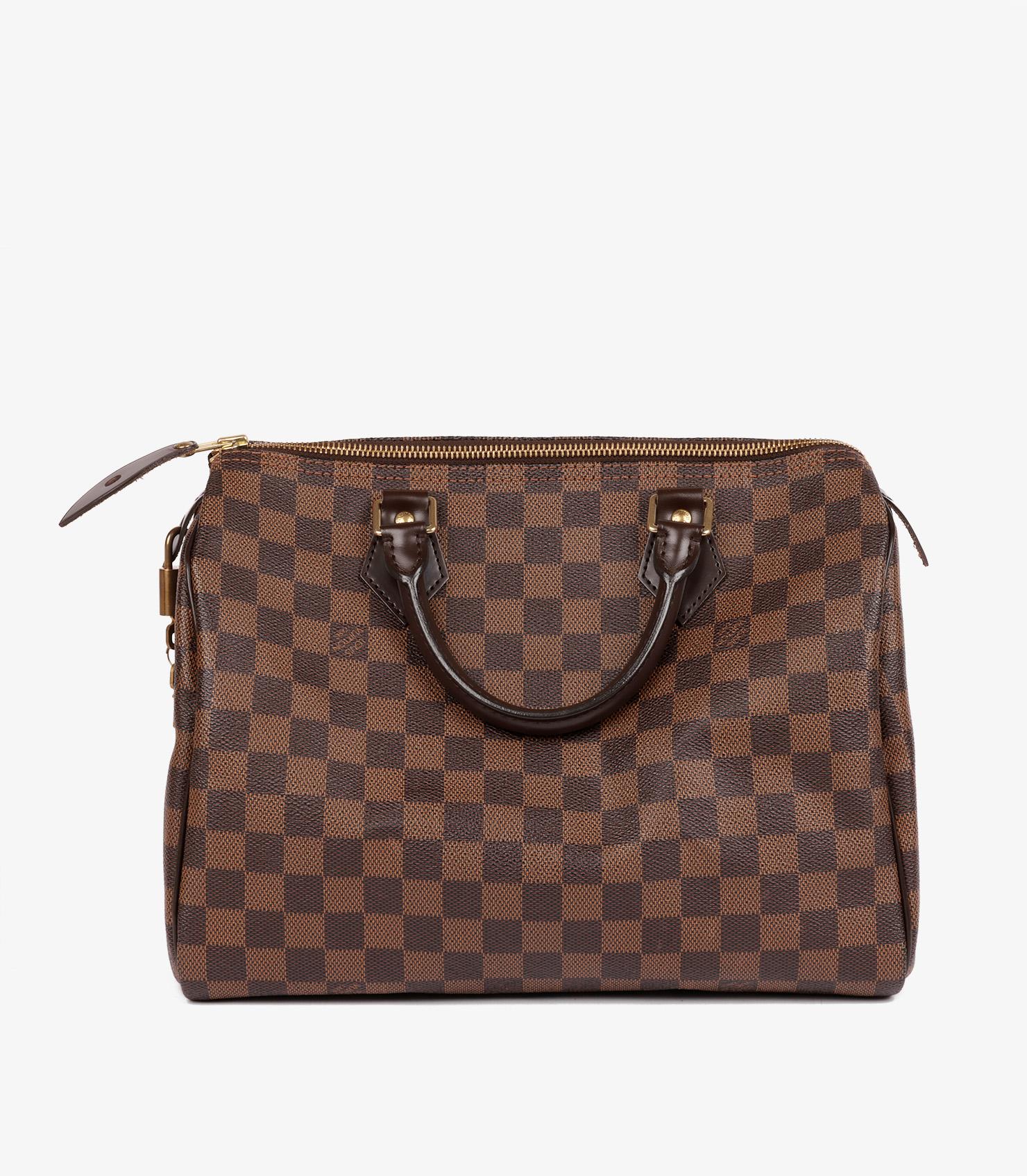da uomo o donna Louis Vuitton Damier Ebene rivestito in tela e pelle di vitello marrone Speedy 30