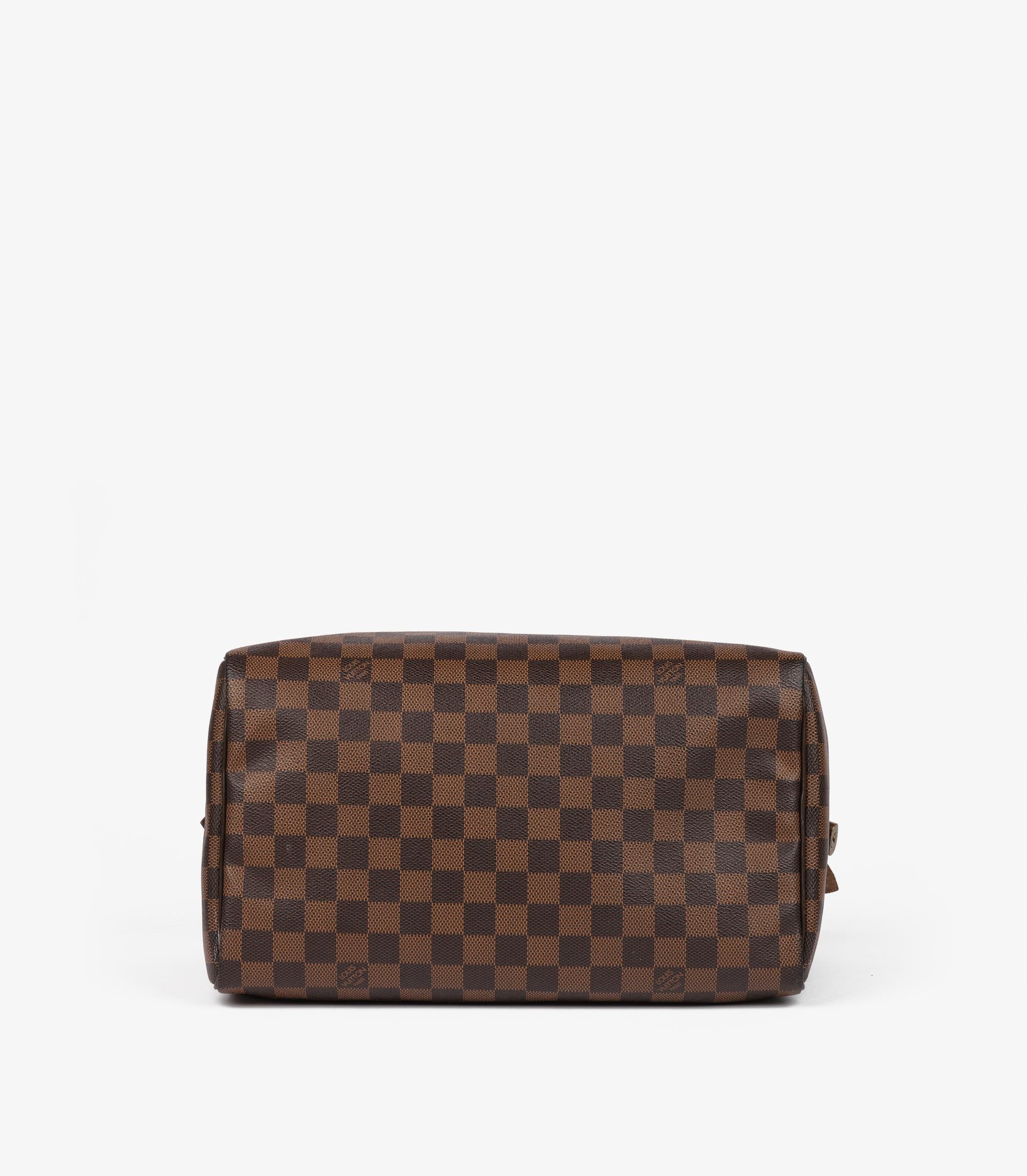da uomo o donna Louis Vuitton Damier Ebene rivestito in tela e pelle di vitello marrone Speedy 30 in vendita