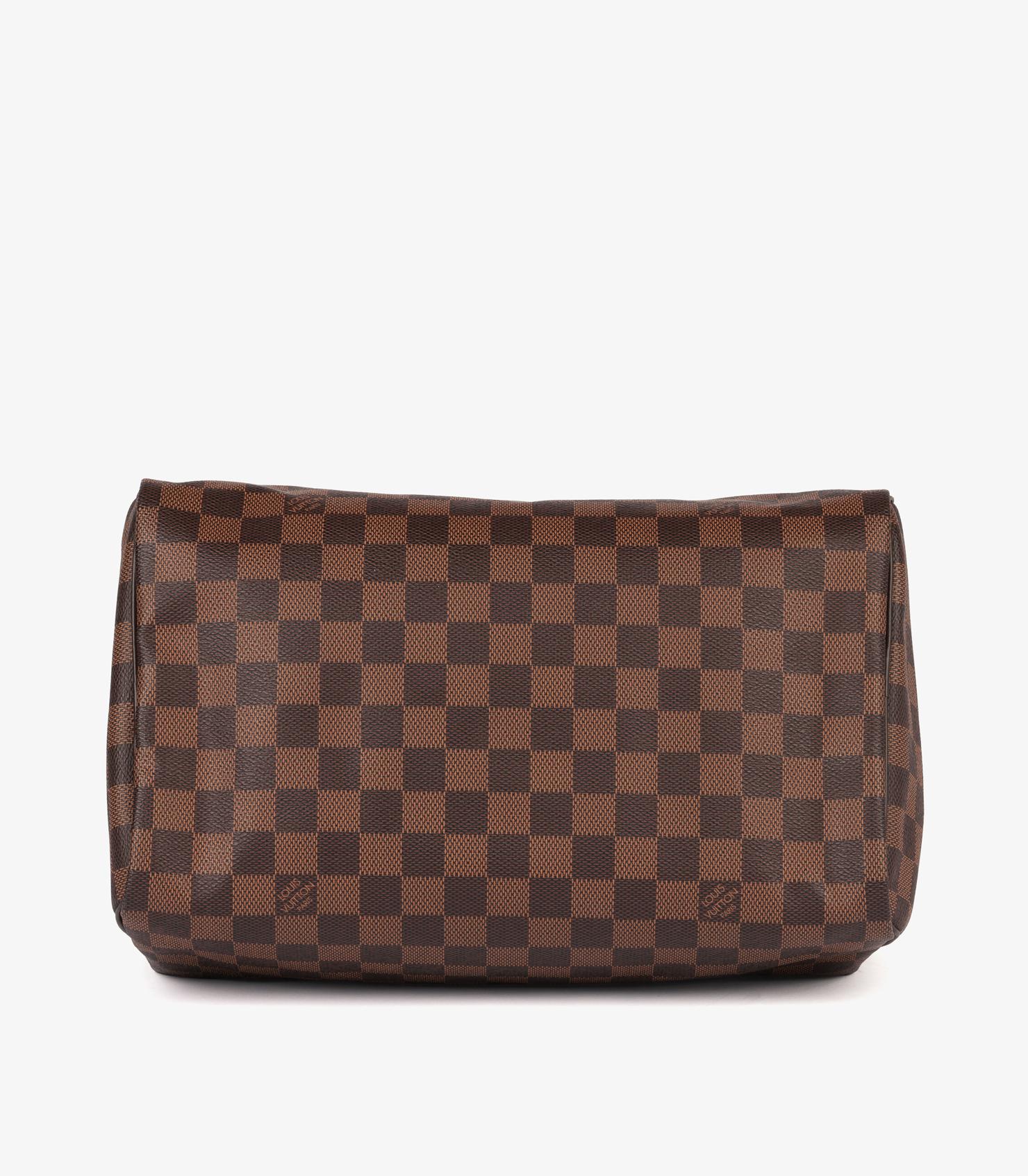 Louis Vuitton Damier Ebene Coated Canvas & Brown Calfskin Leather Speedy 30 en vente 1