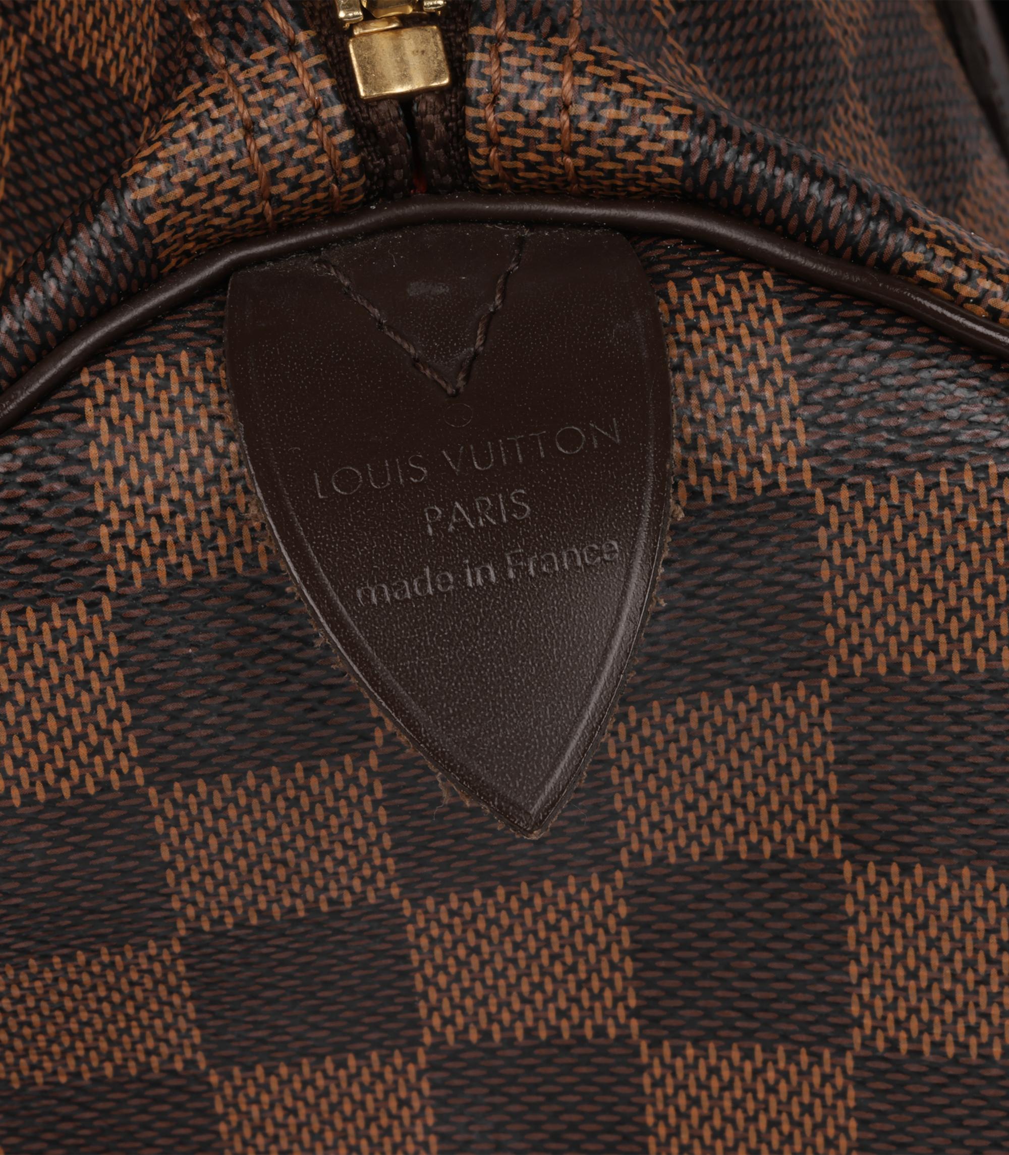 Louis Vuitton Damier Ebene rivestito in tela e pelle di vitello marrone Speedy 30 in vendita 3