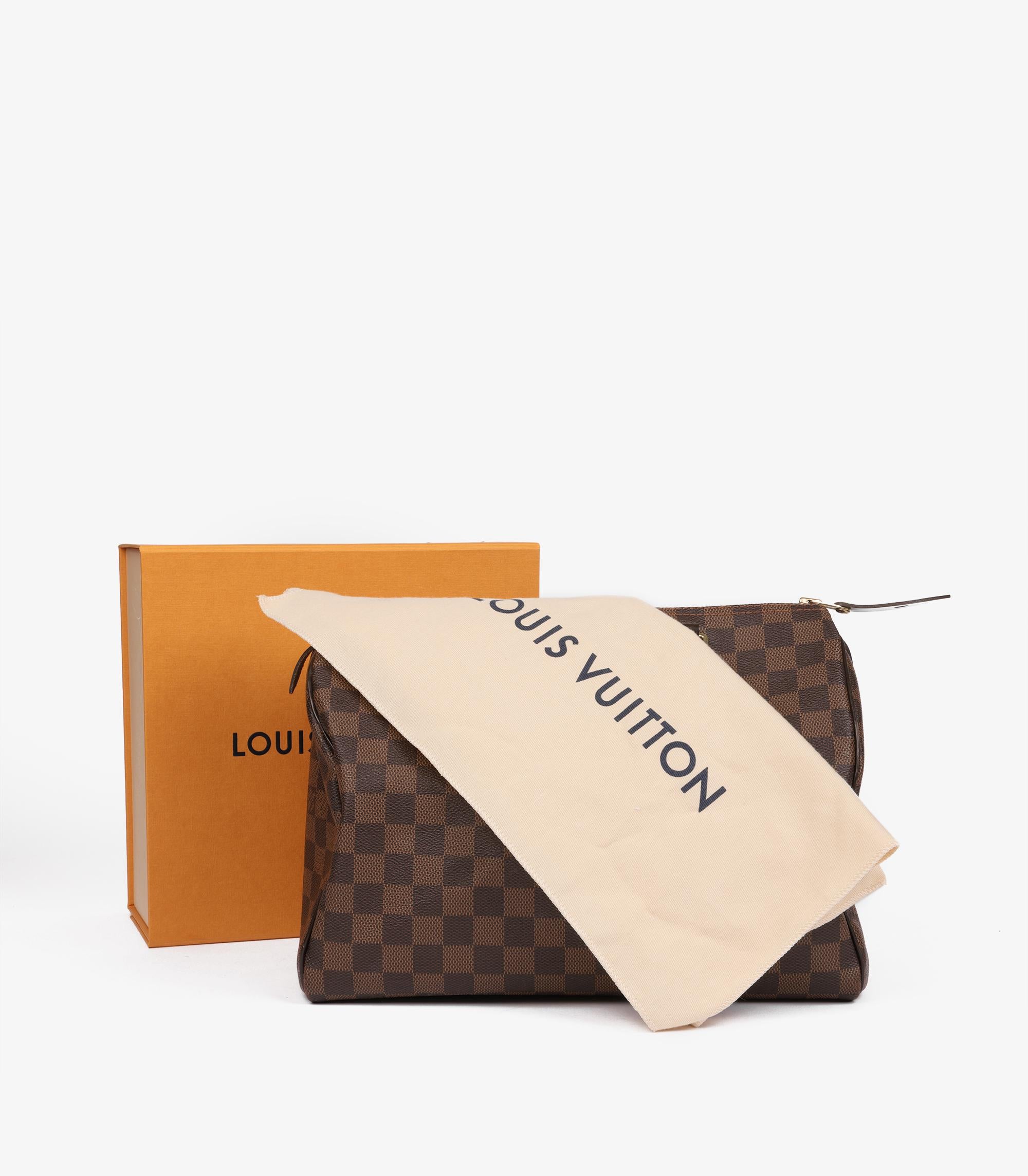 Louis Vuitton Damier Ebene Lienzo Recubierto y Piel de Becerro Marrón Speedy 30cm en venta 6