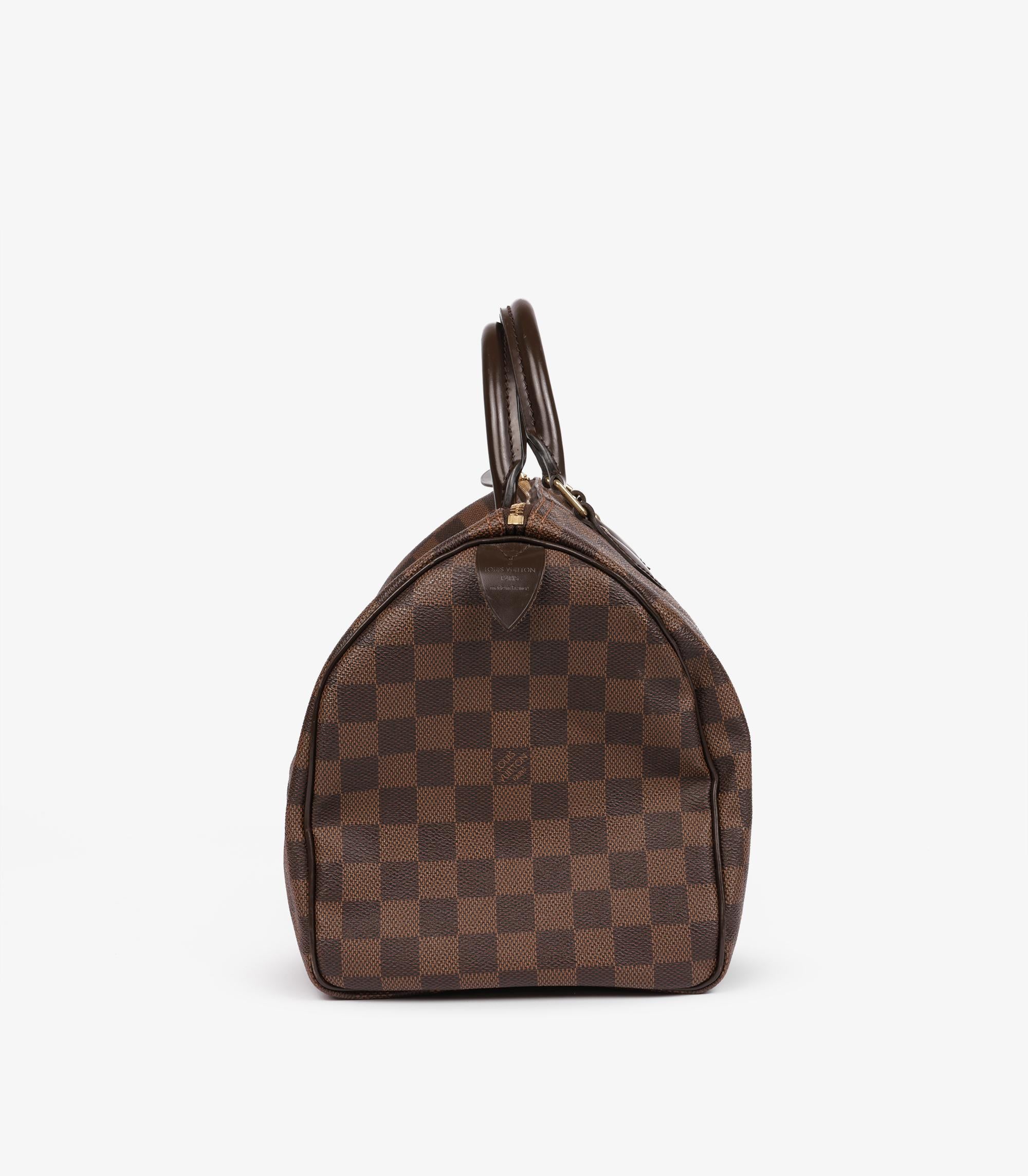 Louis Vuitton Damier Ebene Lienzo Recubierto y Piel de Becerro Marrón Speedy 30cm en Excelente estado para la venta en Bishop's Stortford, Hertfordshire