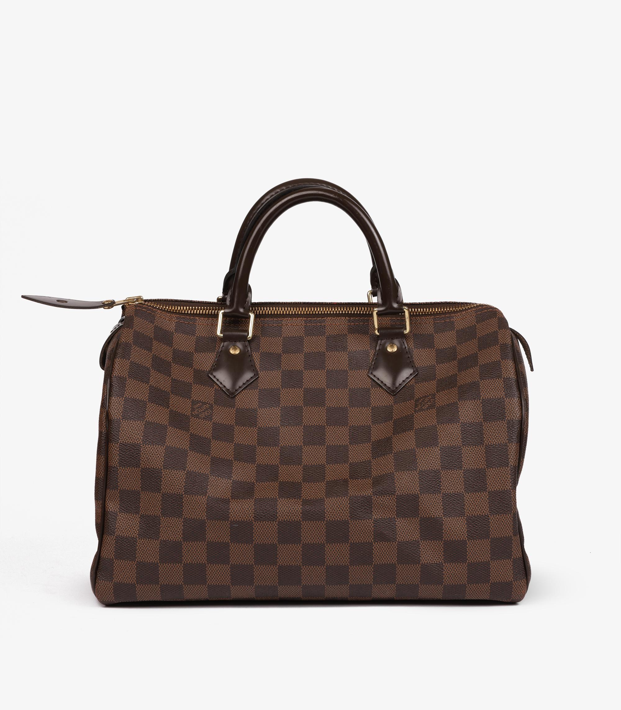 Femenino o masculino Louis Vuitton Damier Ebene Lienzo Recubierto y Piel de Becerro Marrón Speedy 30cm en venta