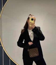 Louis Vuitton Damier Ebene Coated Canvas & Brown Calfskin Leather Truss Pouch