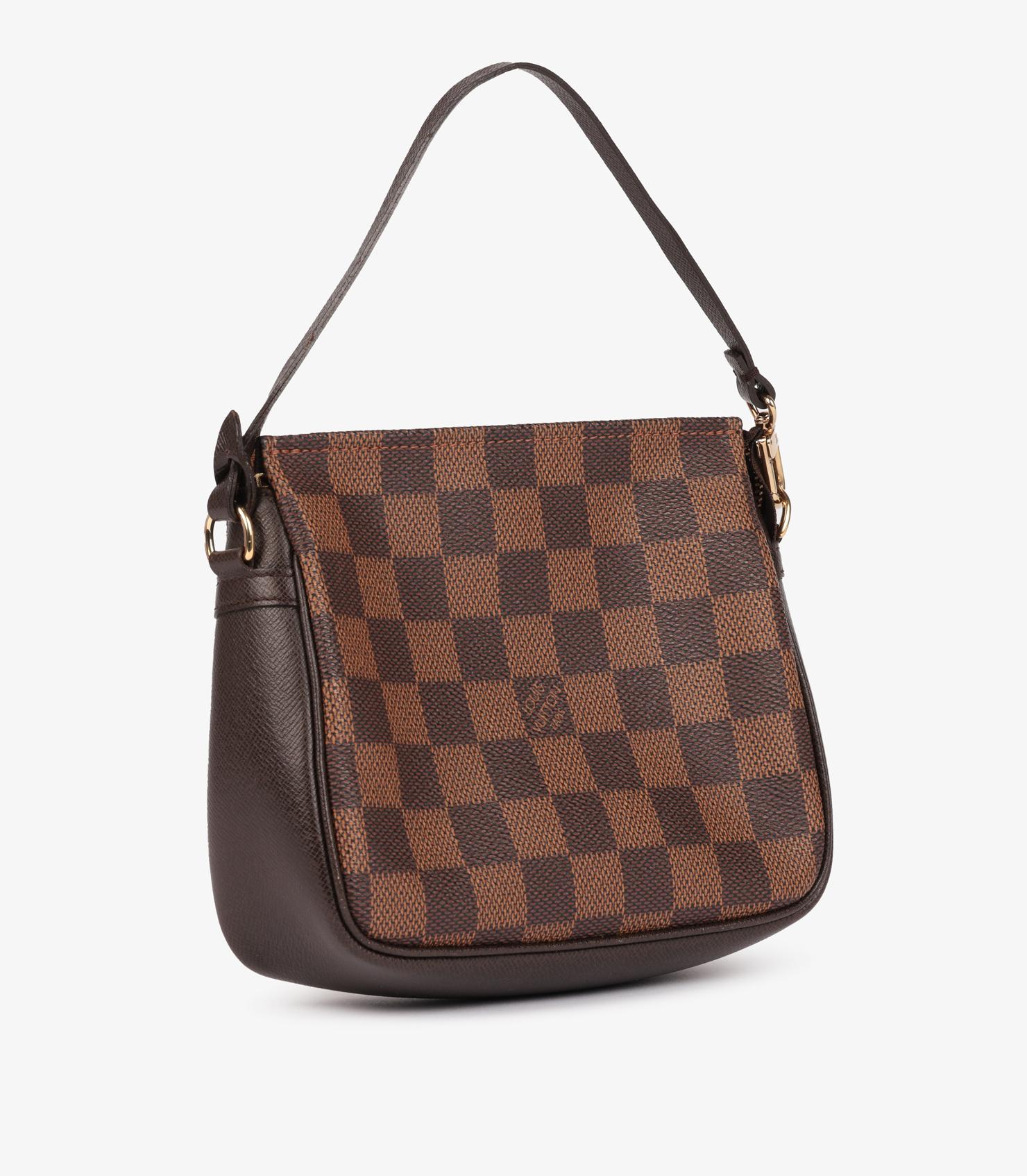 Marron Louis Vuitton - Truss Pouch en toile Damier Ebene Coates et cuir de veau marron en vente
