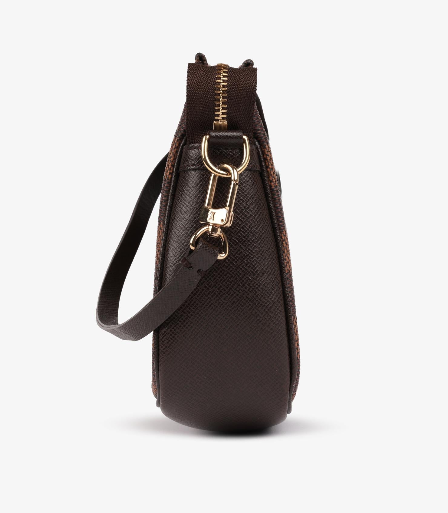 Louis Vuitton - Truss Pouch en toile Damier Ebene Coates et cuir de veau marron en vente 1