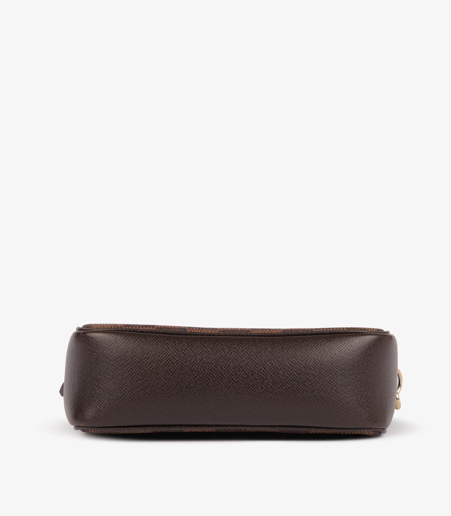 Louis Vuitton - Truss Pouch en toile Damier Ebene Coates et cuir de veau marron en vente 2