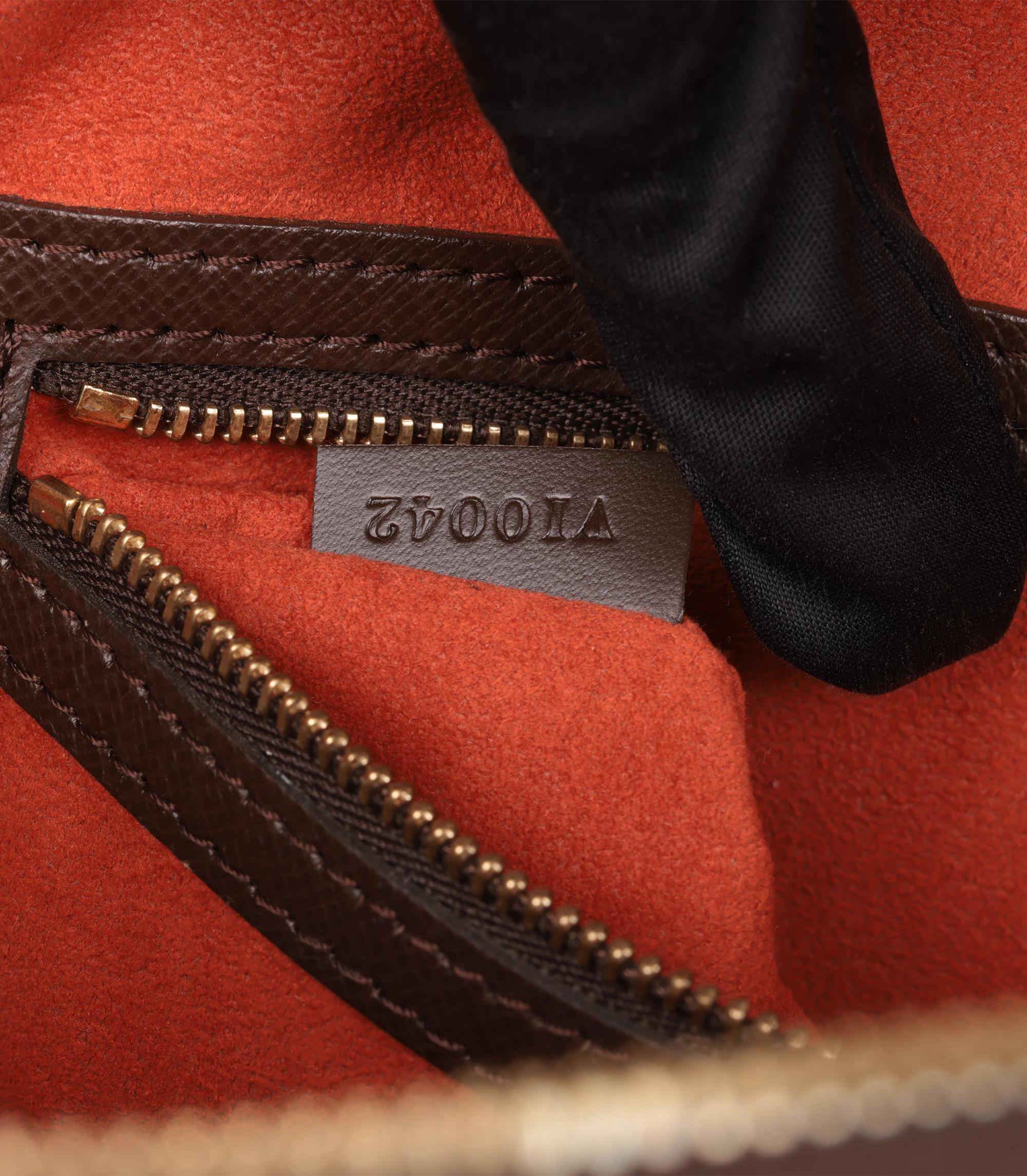 Louis Vuitton Damier Ebene Coates Canvas & Brown Calfskin Leather Vintage Triana en vente 5