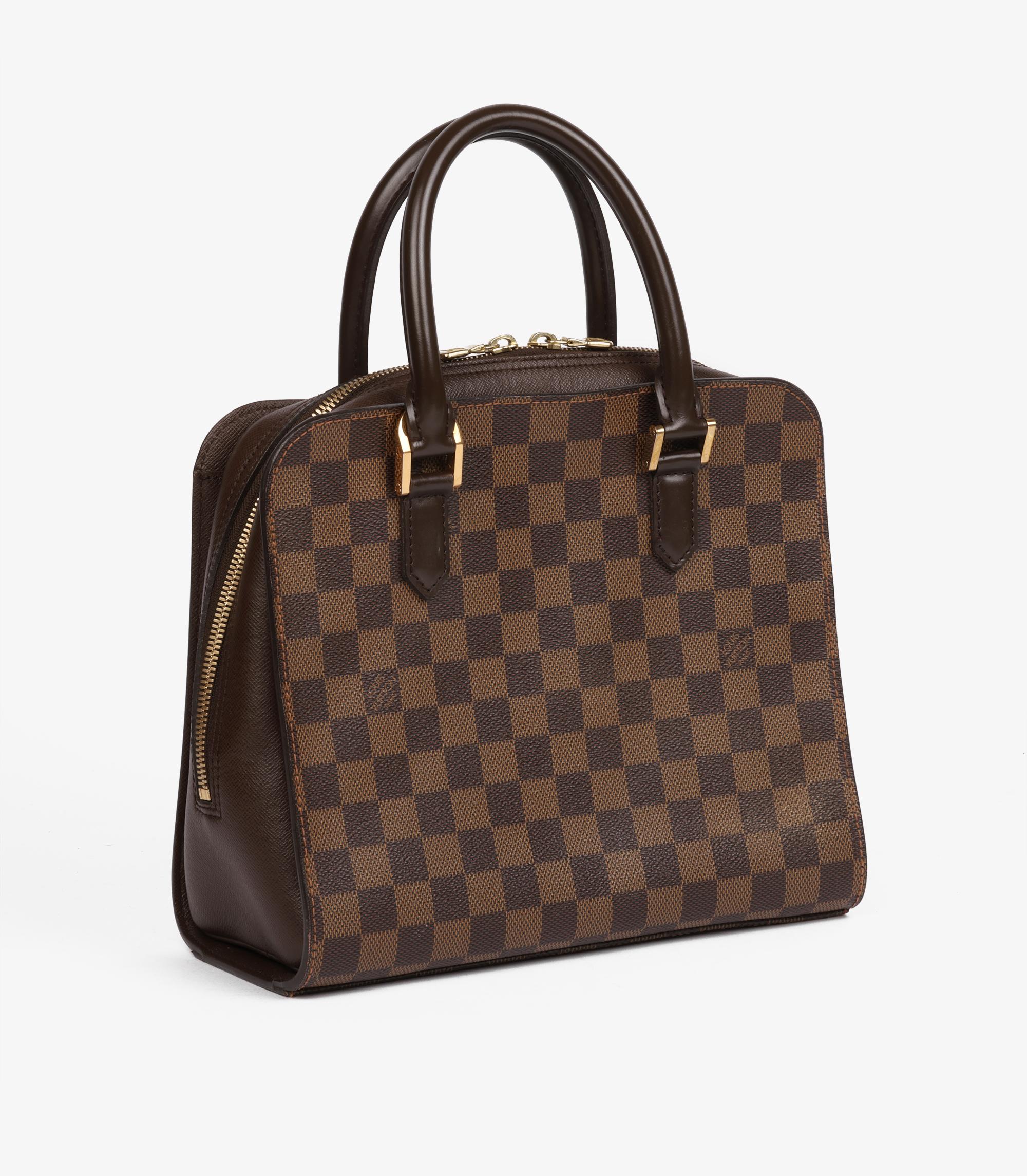 Noir Louis Vuitton Damier Ebene Coates Canvas & Brown Calfskin Leather Vintage Triana en vente