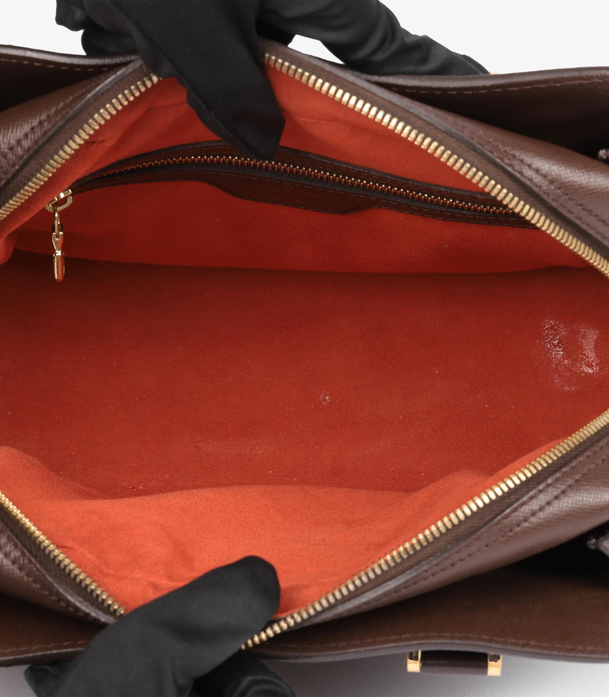Louis Vuitton Damier Ebene Coates Canvas & Brown Calfskin Leather Vintage Triana en vente 3