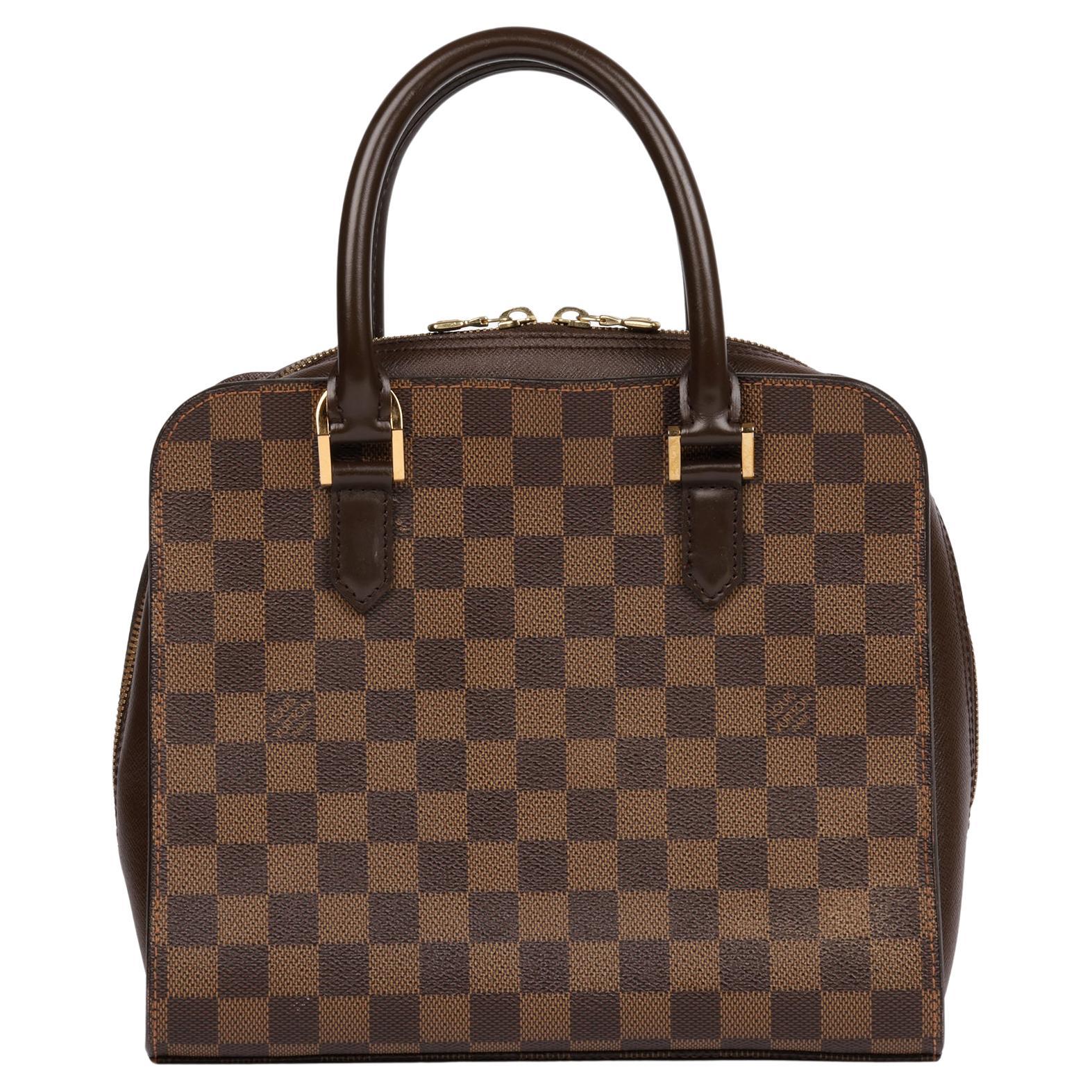 Louis Vuitton Damier Ebene Coates Canvas & Brown Calfskin Leather Vintage Triana en vente
