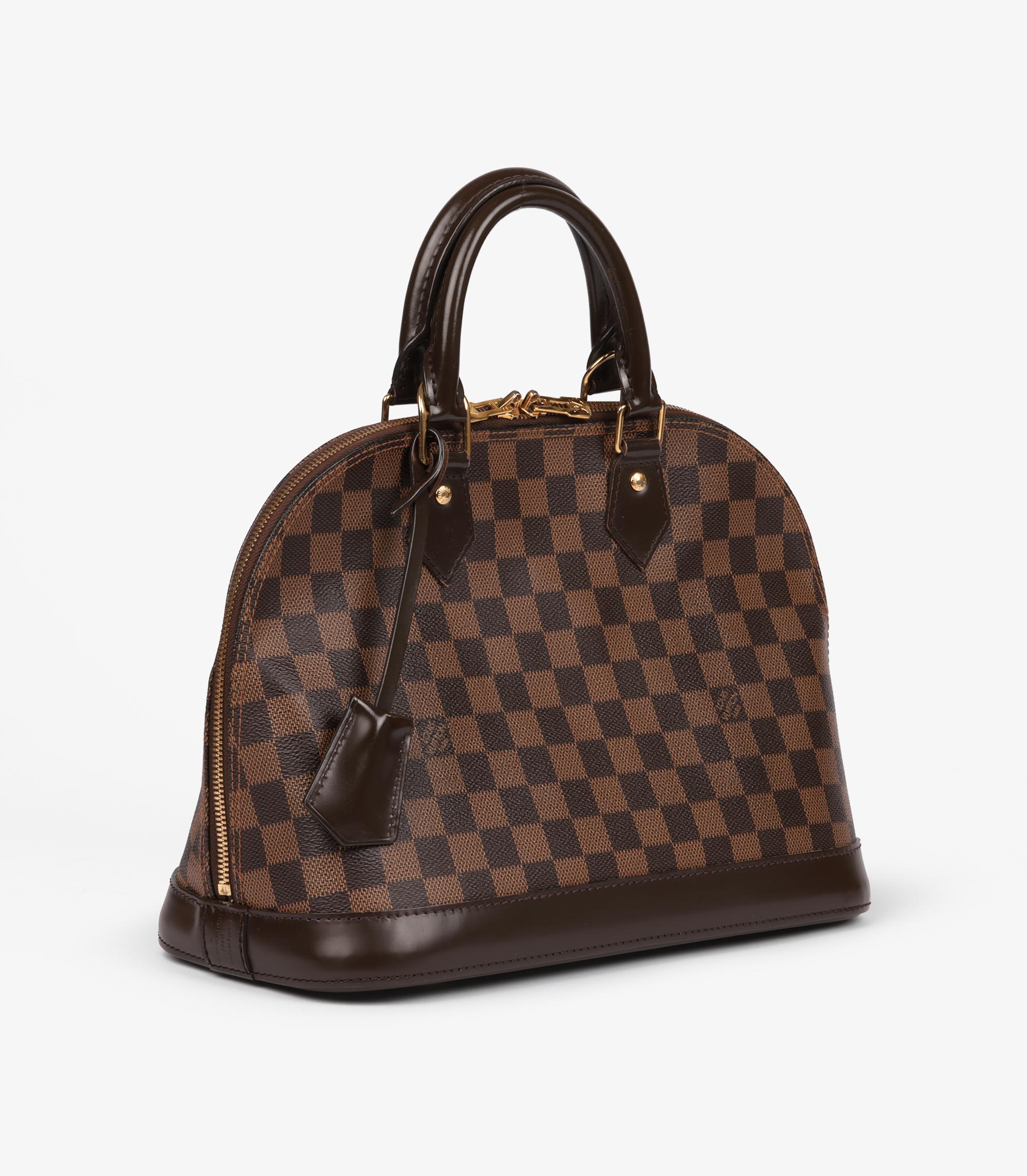 Black Louis Vuitton Damier Ebene Coated Canvas & Calfskin Leather Alma PM For Sale