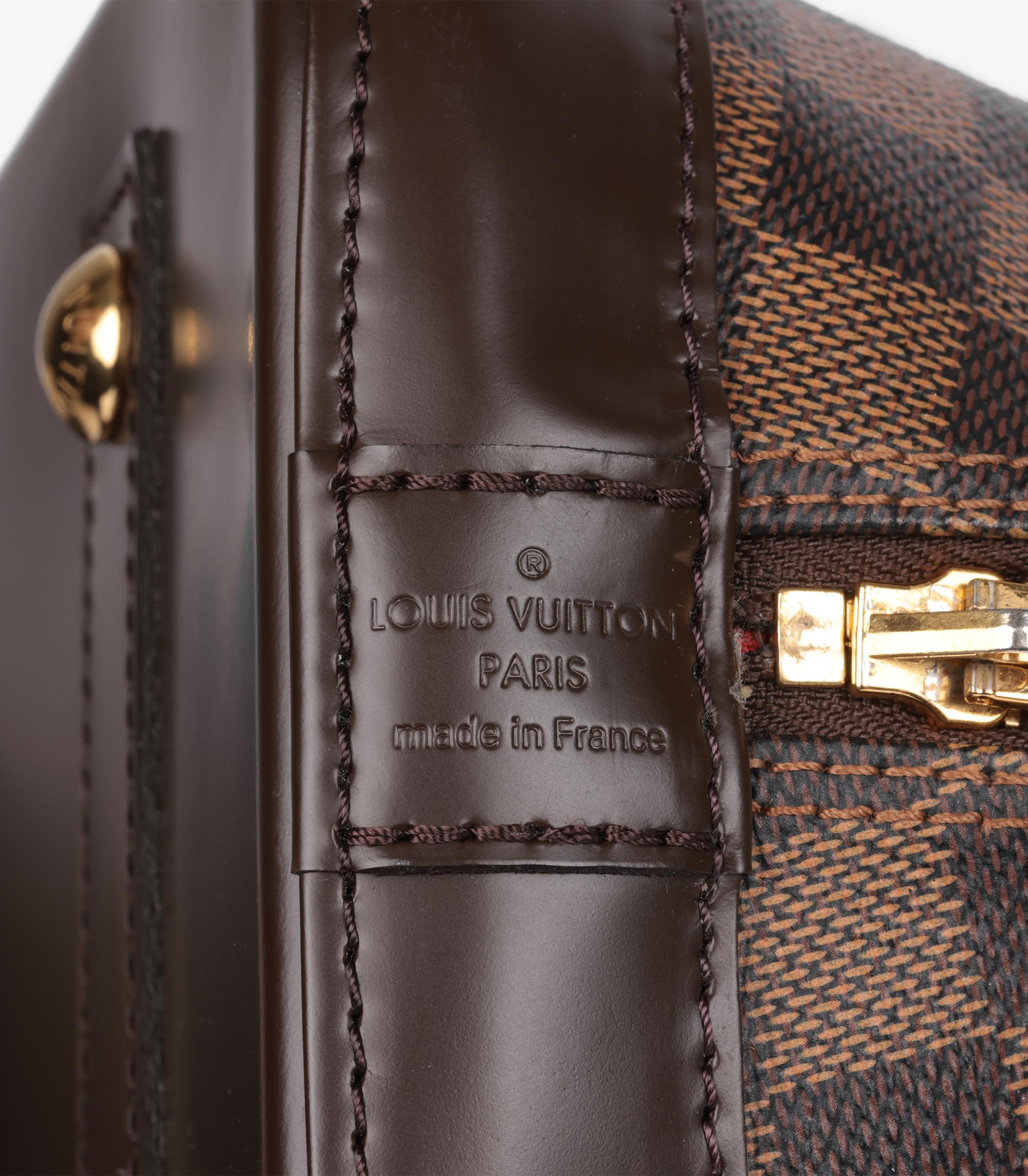 Louis Vuitton Damier Ebene Coated Canvas & Calfskin Leather Alma PM For Sale 4