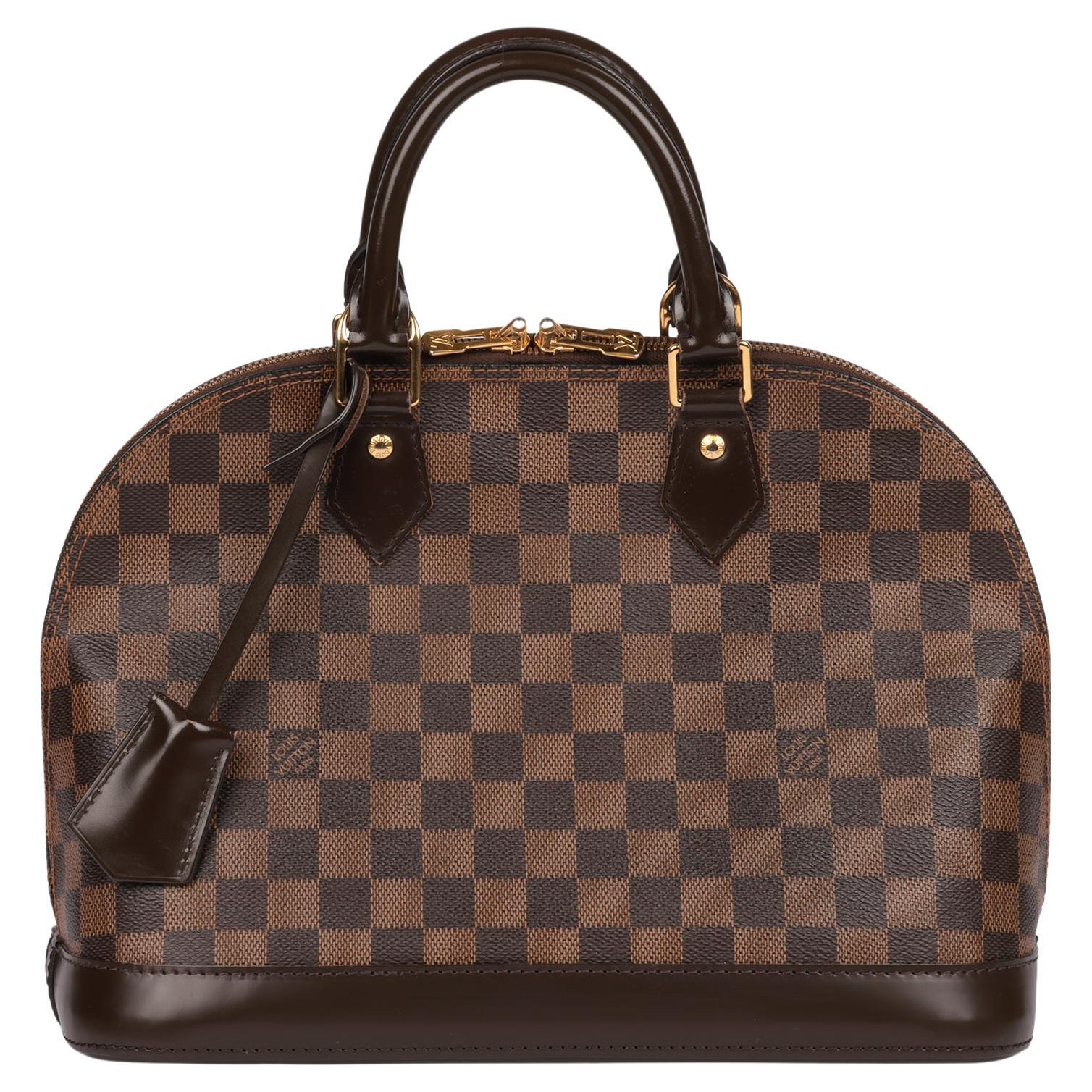 Louis Vuitton Damier Ebene Coated Canvas & Calfskin Leather Alma PM For Sale