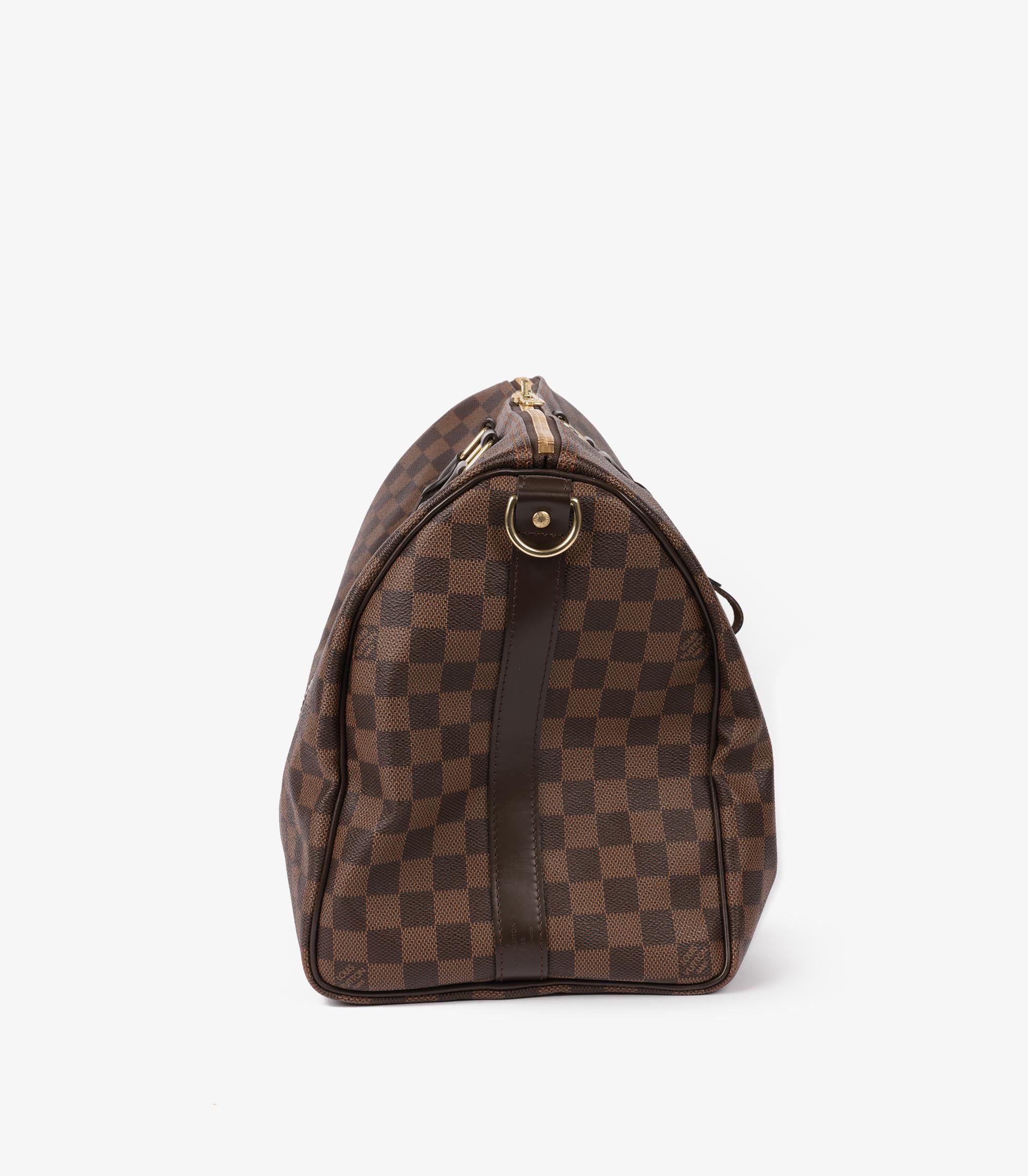 Black Louis Vuitton Damier Ebene Coated Canvas & Calfskin Leather Keepall 45 Bandouliè