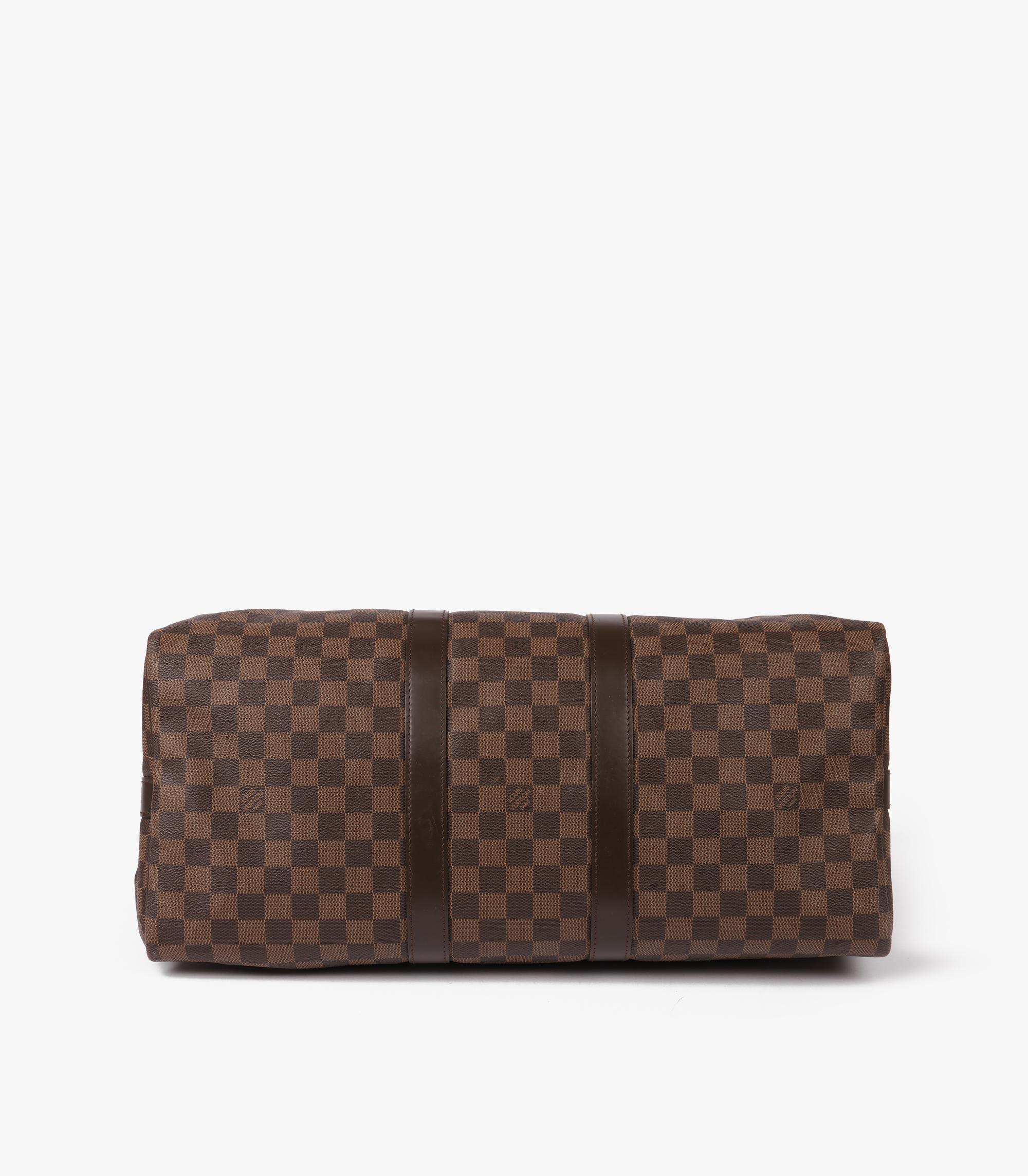 Louis Vuitton Damier Ebene Coated Canvas & Calfskin Leather Keepall 45 Bandouliè 1