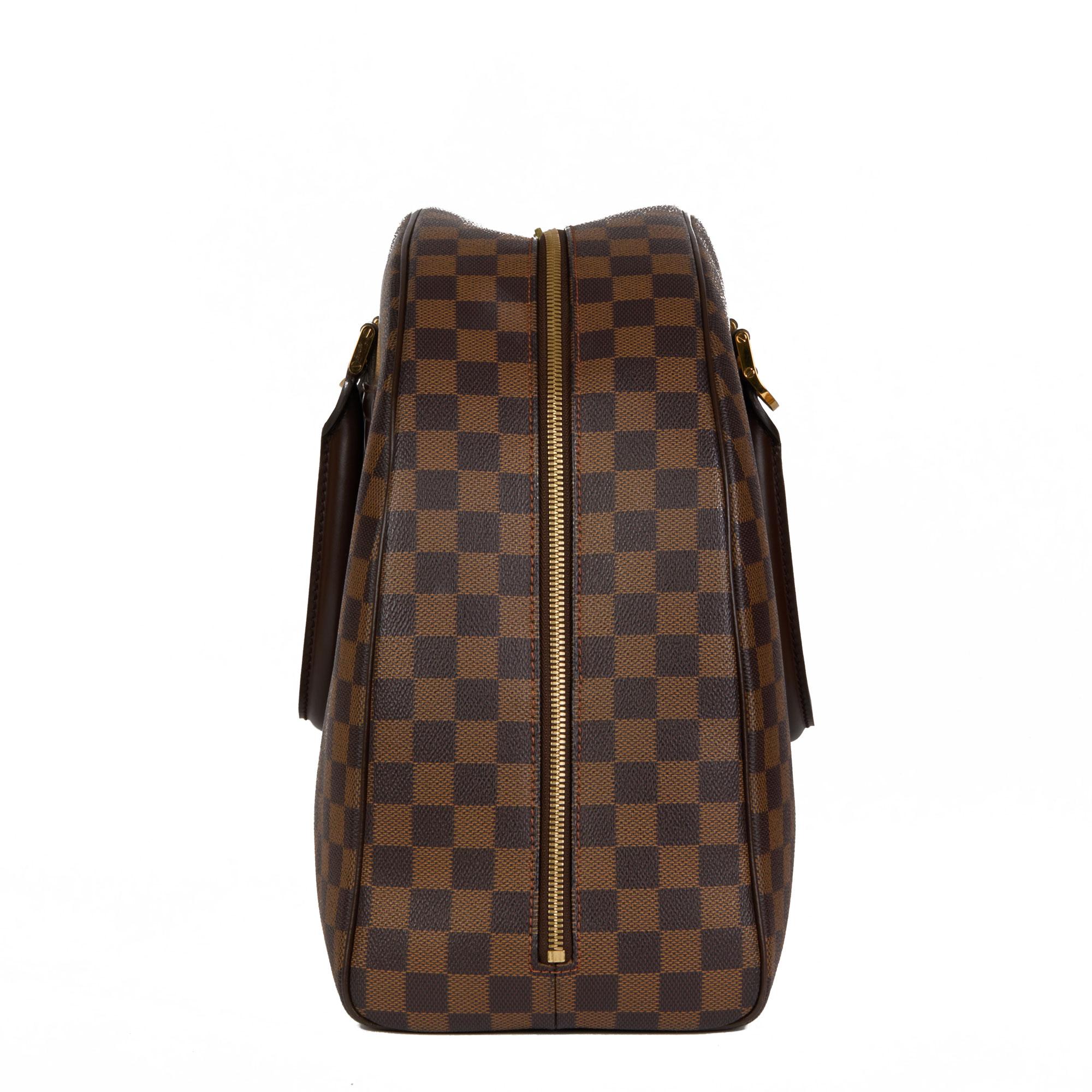 Women's LOUIS VUITTON Damier Ebene Coated Canvas & Calfskin Leather Nolita GM