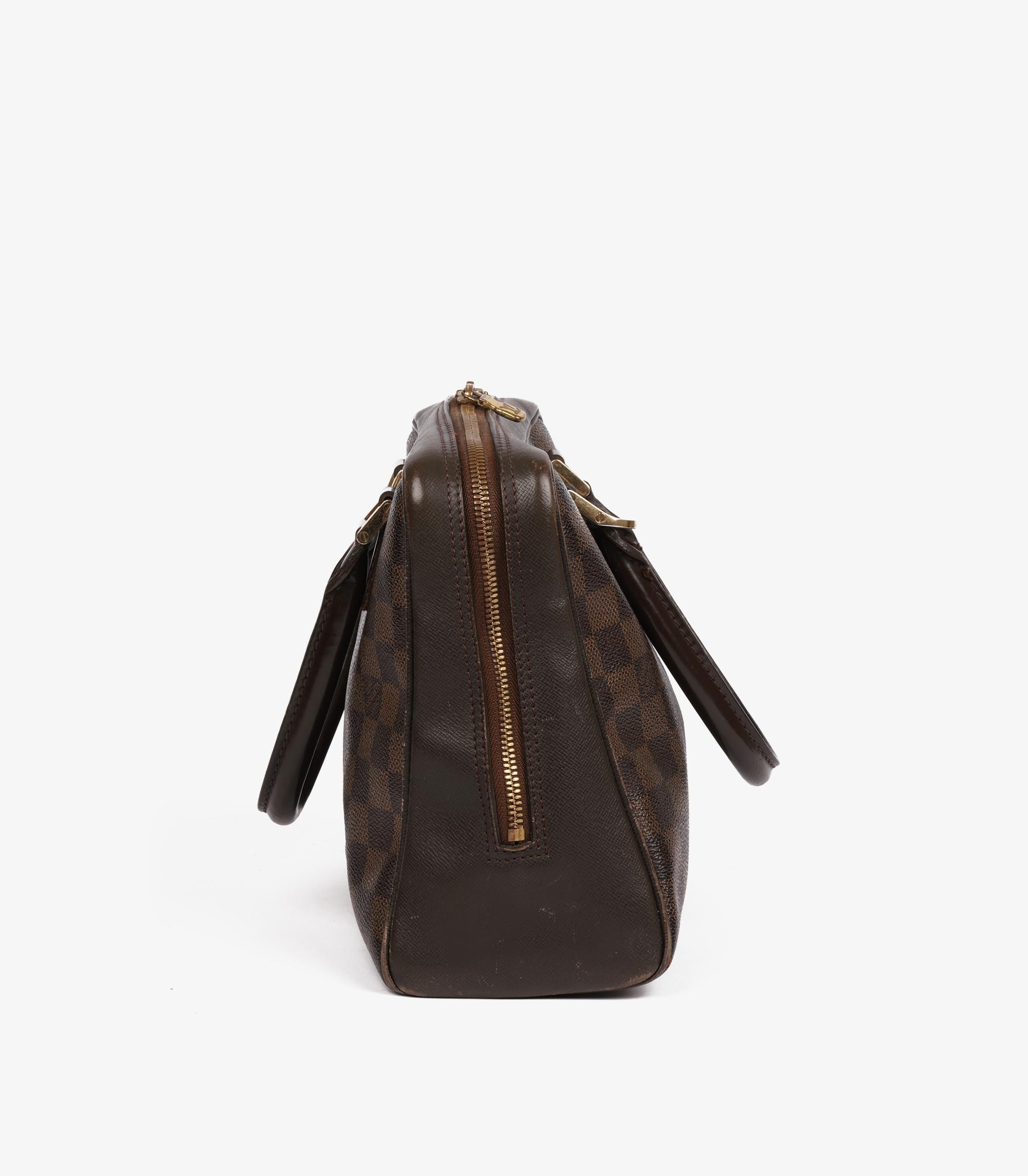 Louis Vuitton Damier Ebene Coated Canvas & Kalbsleder Vintage Brera Tote (Schwarz) im Angebot