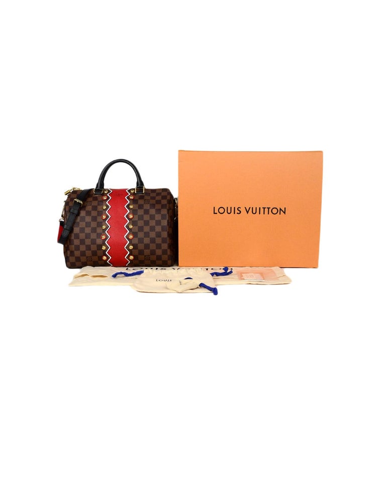 Louis Vuitton Speedy Bandouliere Damier Ebene Karakoram 30 Rubis