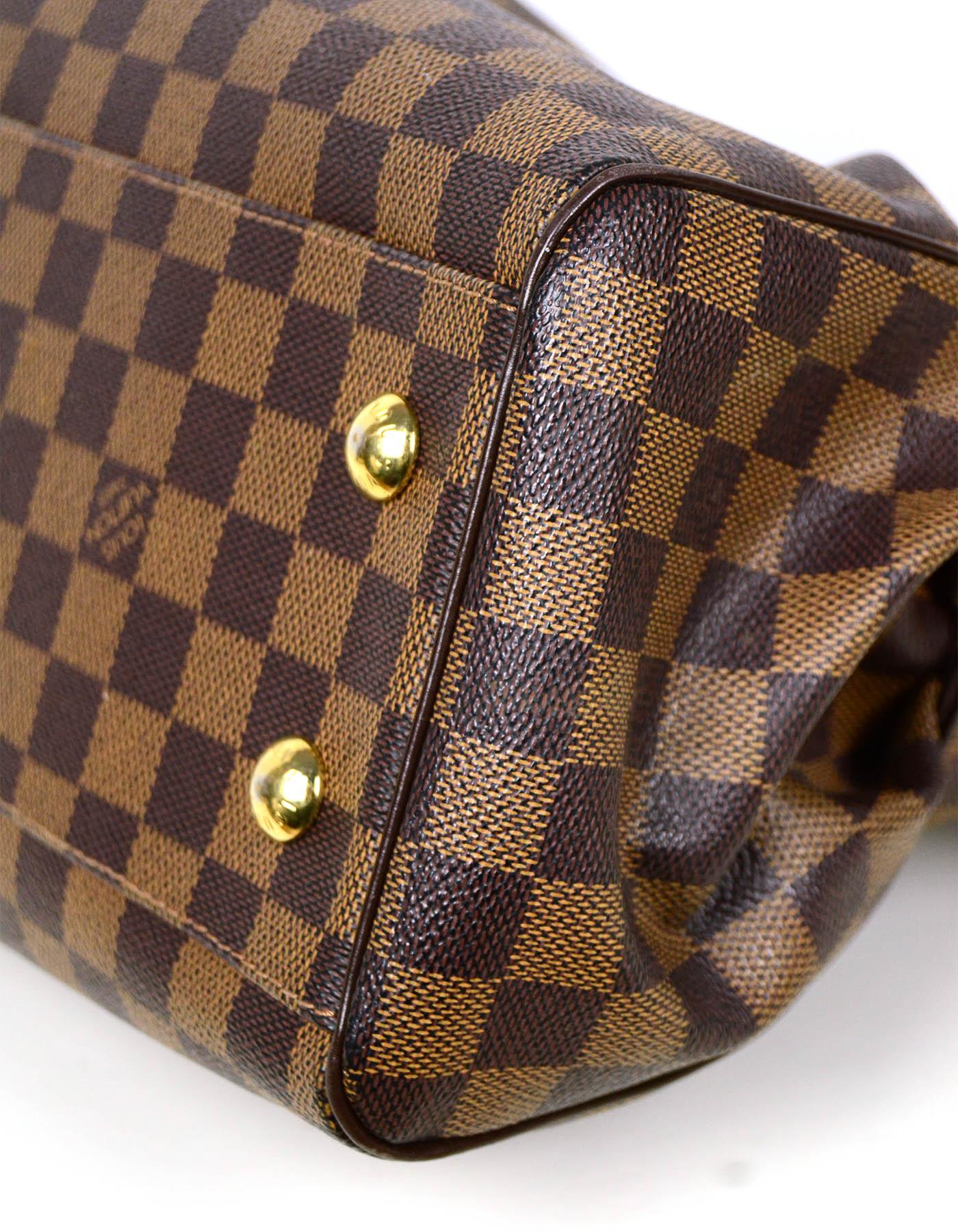 Brown Louis Vuitton Damier Ebene Coated Canvas Trevi PM Bag w/ Detachable Strap