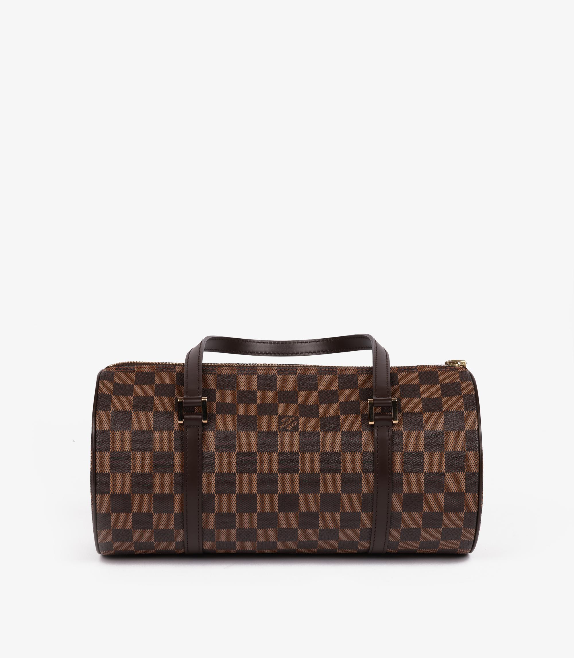 Black Louis Vuitton Damier Ebene Coated Canvas Vintage Papillon 30 with Pouch