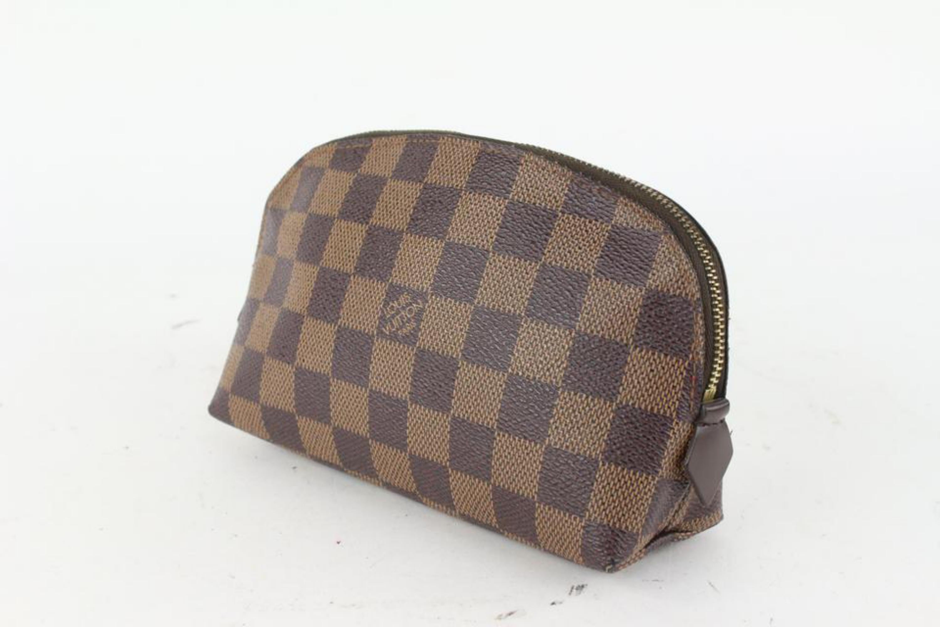 Louis Vuitton Damier Ebene Cosmetic Pouch Demi Ronde Toiletry Pouch 104lv56 For Sale 7