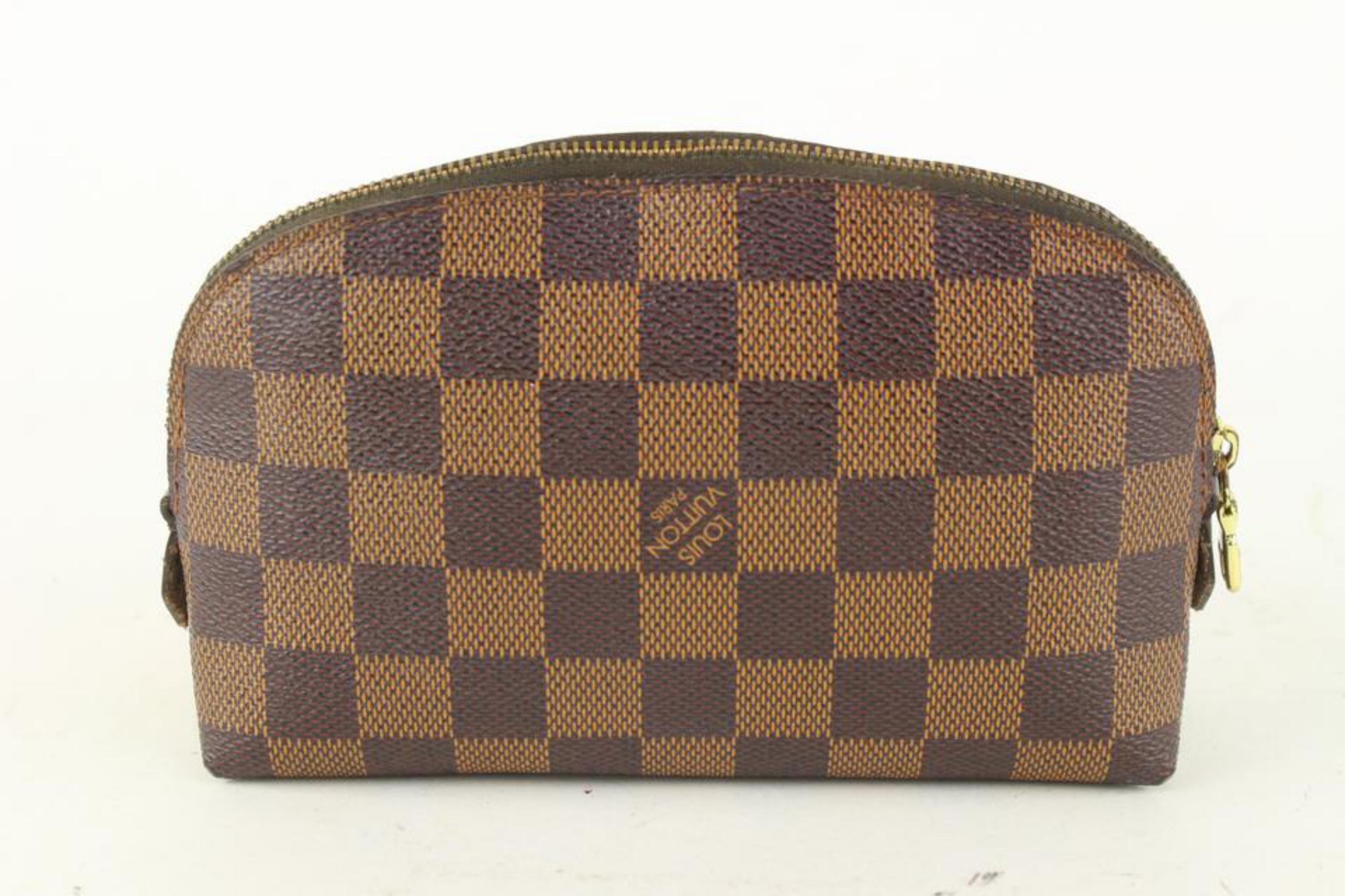 Louis Vuitton Damier Ebene Cosmetic Pouch Demi Ronde Toiletry Pouch 104lv56 For Sale 1