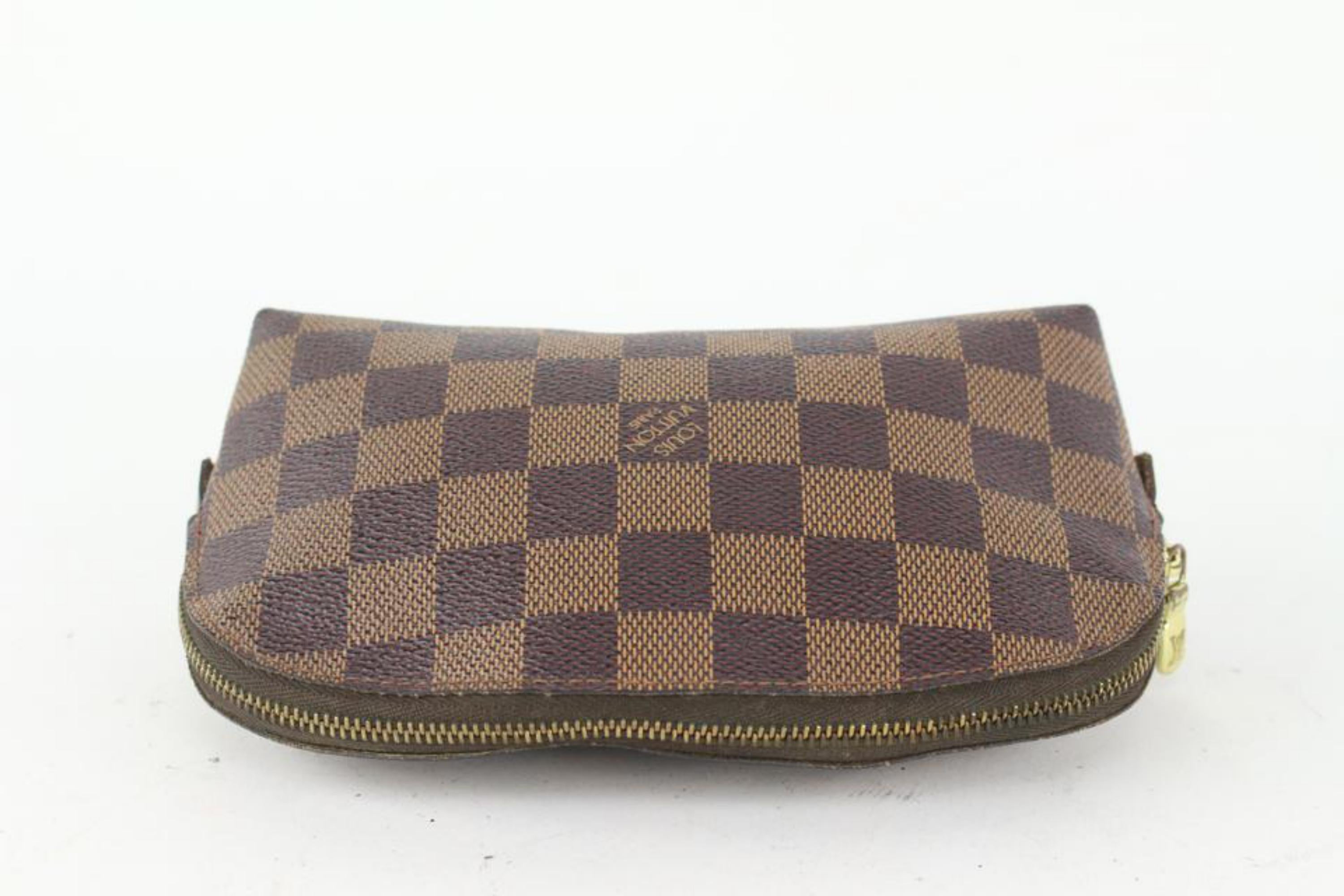 Louis Vuitton Damier Ebene Cosmetic Pouch Demi Ronde Toiletry Pouch 104lv56 For Sale 2
