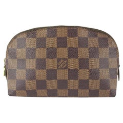 Vintage Louis Vuitton Damier Ebene Cosmetic Pouch Demi Ronde Toiletry Pouch 104lv56