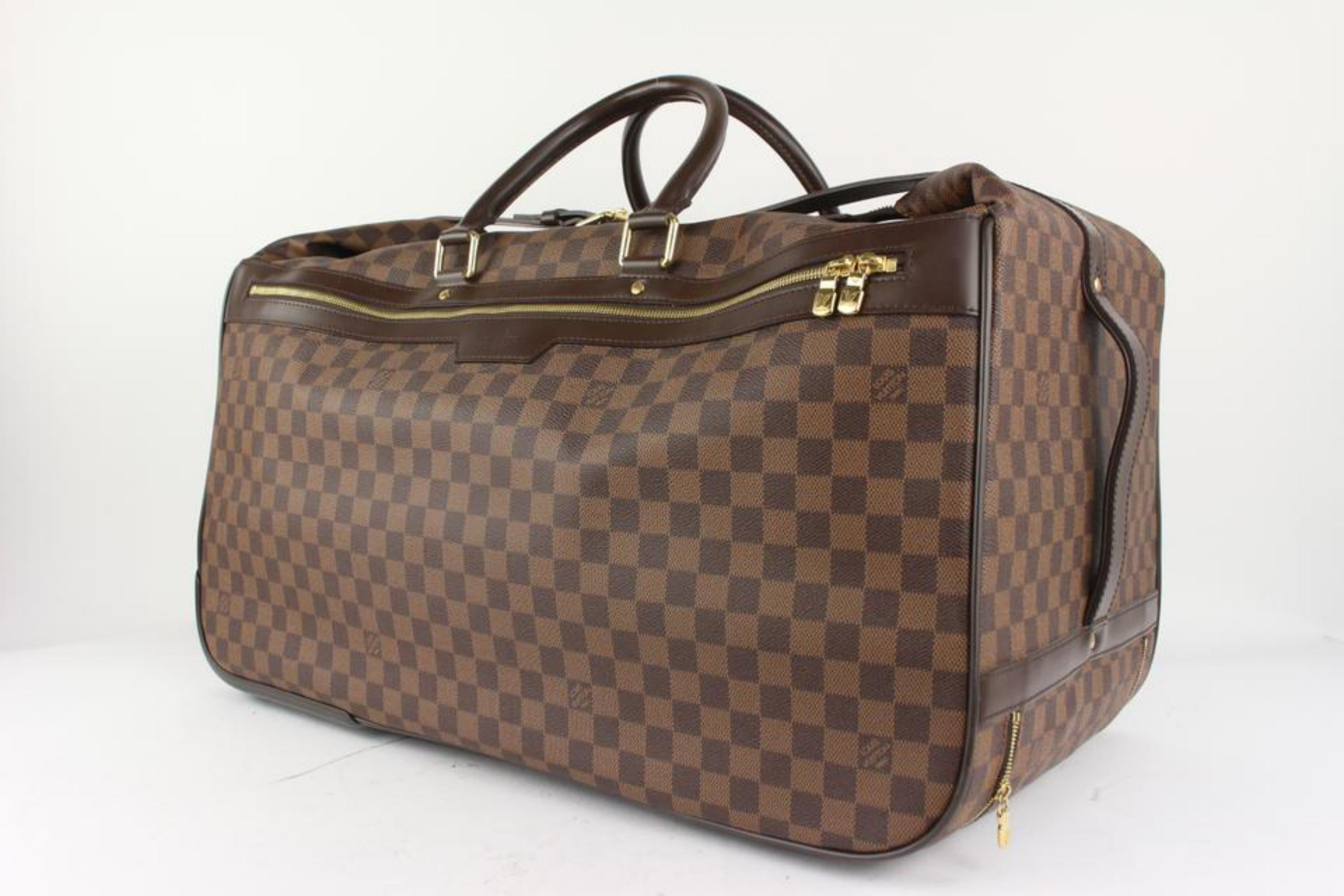 Brown Louis Vuitton Damier Ebene Eole 60 Rolling Luggage Trolley Suitcase Duffle 1020l