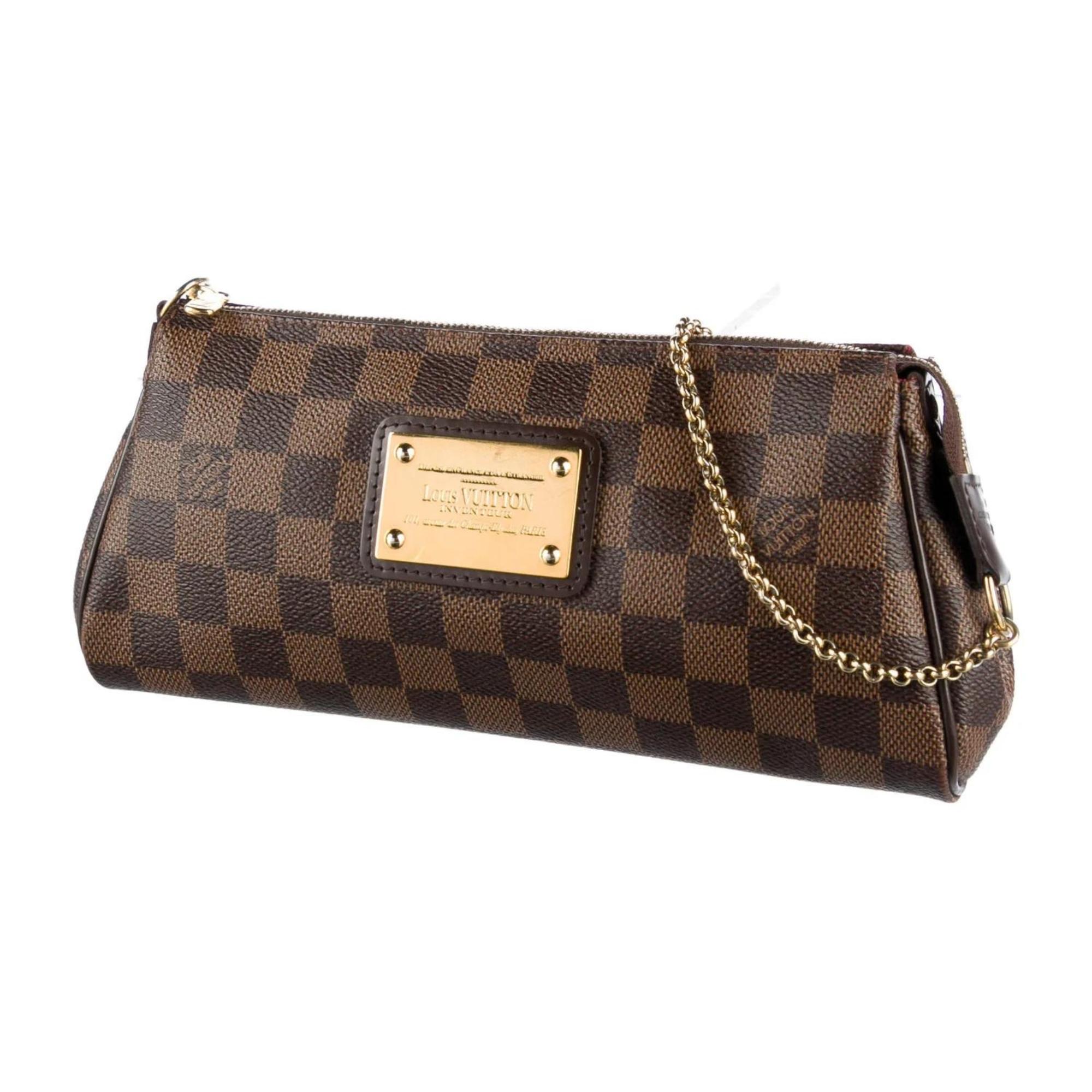 Black Louis Vuitton Damier Ebene Eva Clutch Bag (2009) For Sale