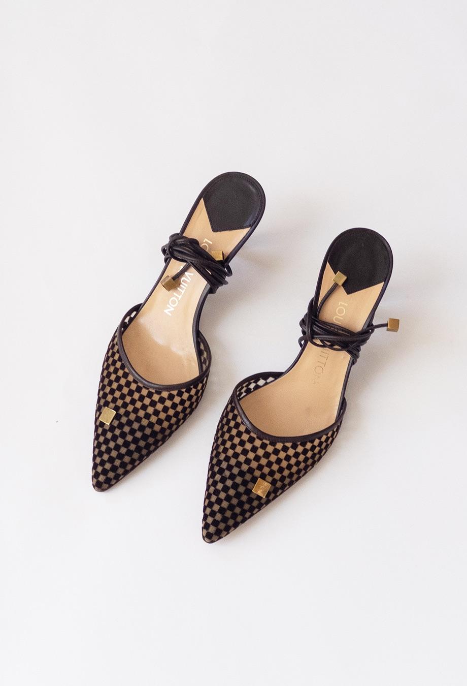 Nero Louis Vuitton Damier Ebene Tacchi Sz 36.5 in vendita
