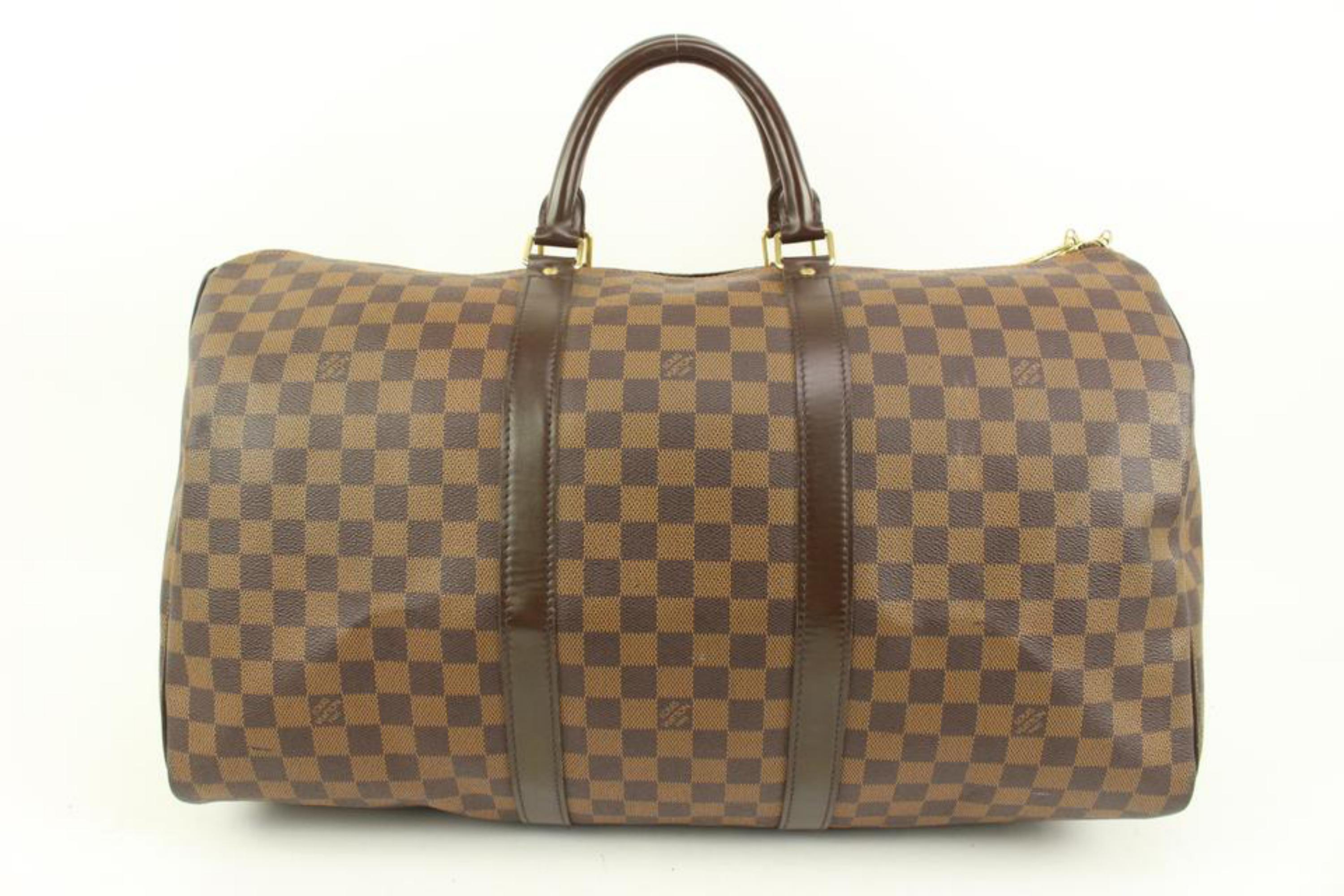 Louis Vuitton Damier Ebene Keepall 50 Boston Duffle Bag 66lk421s For Sale 2