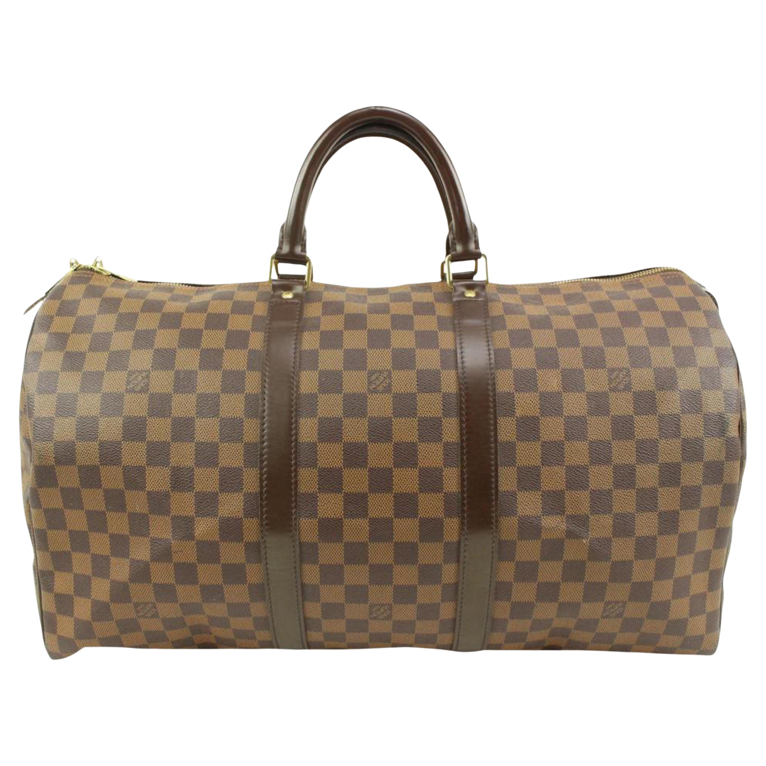 Louis Vuitton Damier Ebene Keepall 50 Boston Duffle Bag 66lk421s For Sale
