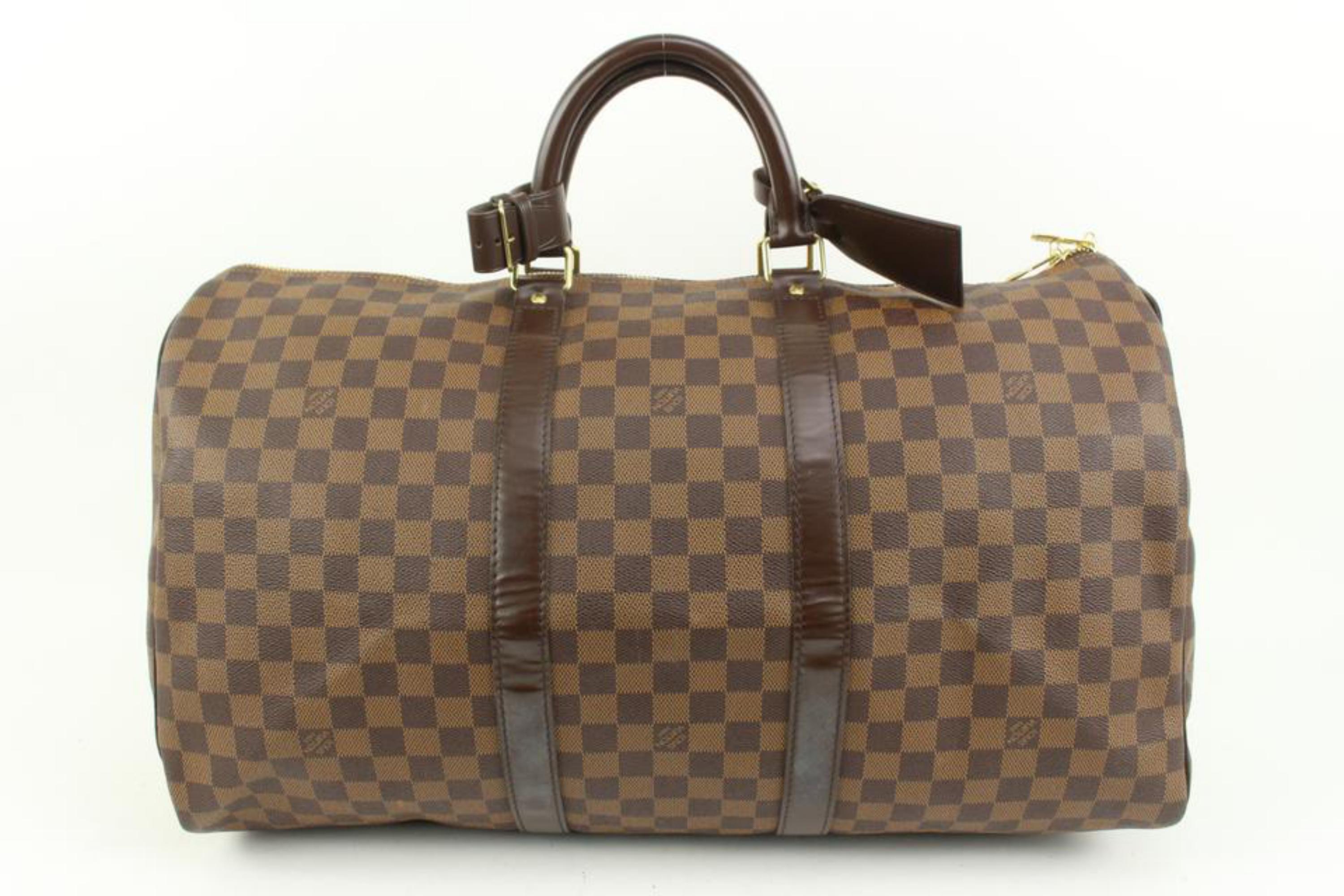 Louis Vuitton Damier Ebene Keepall 50 Boston Duffle Bag 78lz422s For Sale 4