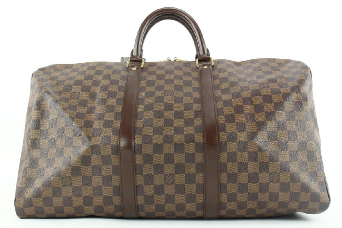 Louis Vuitton Damier Ebene Keepall 50 Duffle bag 366lvs225  In Good Condition For Sale In Dix hills, NY