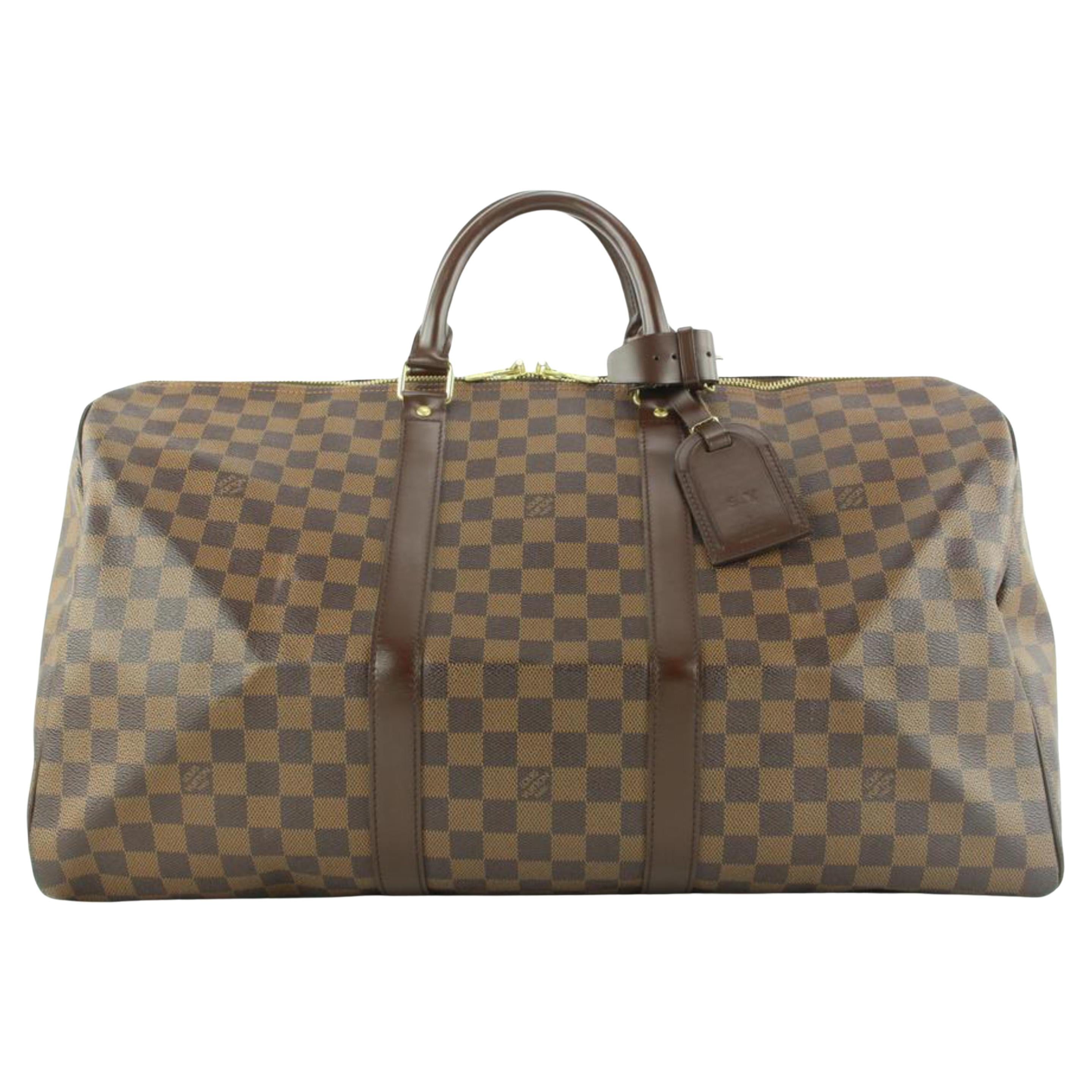 Louis Vuitton Damier Ebene Keepall 50 Duffle bag 4lv1123 For Sale