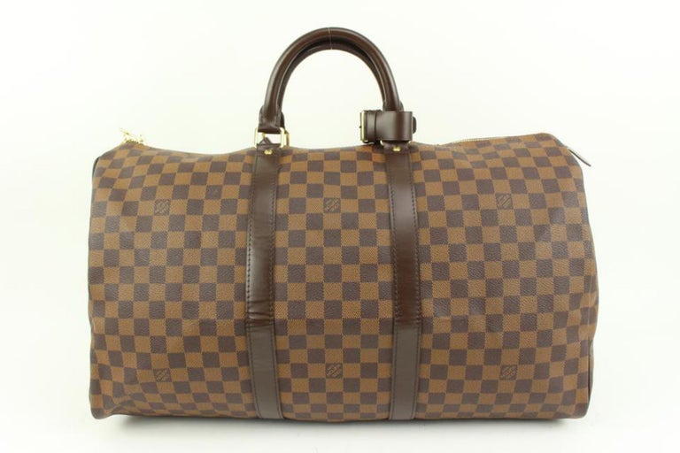 Women's Louis Vuitton Damier Ebene Keepall 50 Duffle Bag 6lz425s For Sale